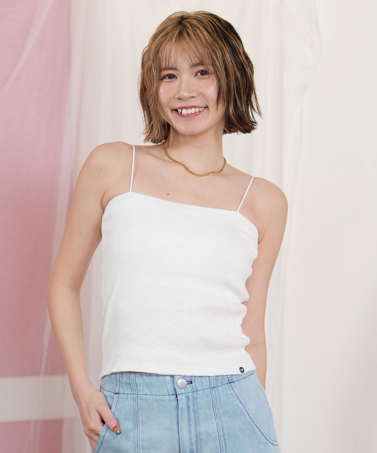 ROXY ロキシー キャミソール レディース カップ付き ノンワイヤー RDK255102(WHT-M)
