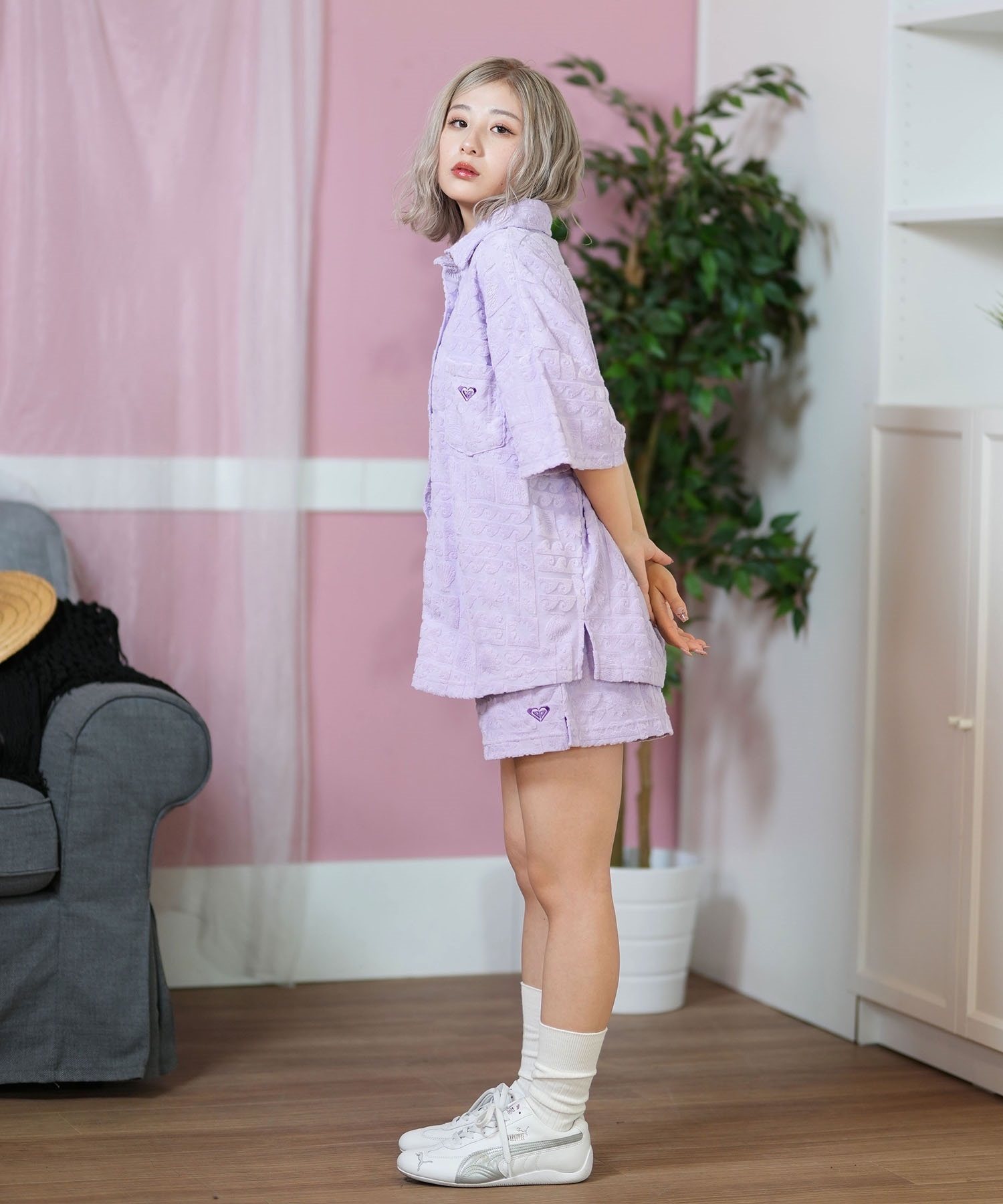 ROXY ロキシー 半袖 シャツ レディース パイル生地 開襟シャツ