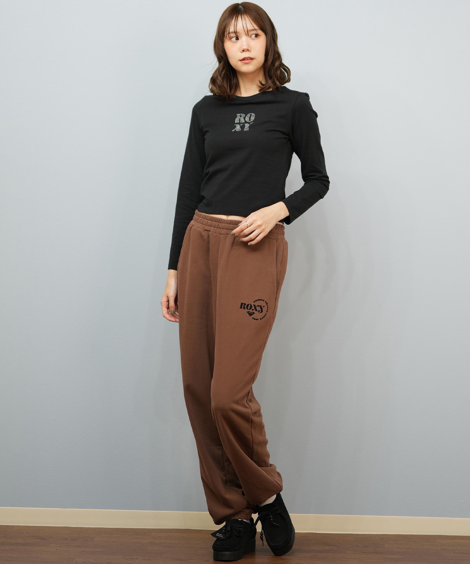 ROXY ロキシー ロングパンツ レディース スウェット パンツ ロゴ セットアップ対応 JIVY PANTS RPT254014(BLK-M)