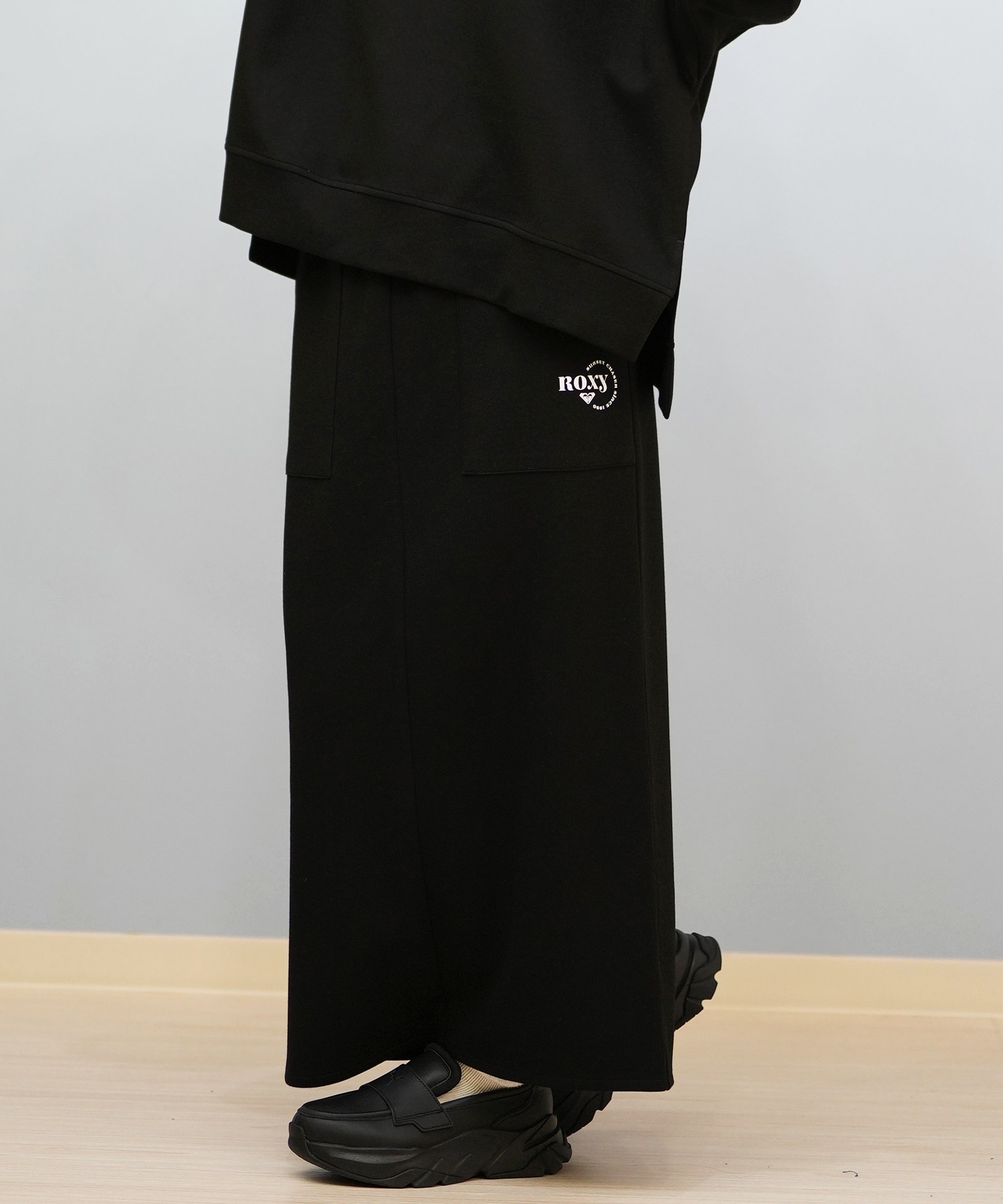 ROXY ロキシー ロングスカート レディース ロゴ ワンポイント セットアップ対応 RSK254612M(BLK-M)