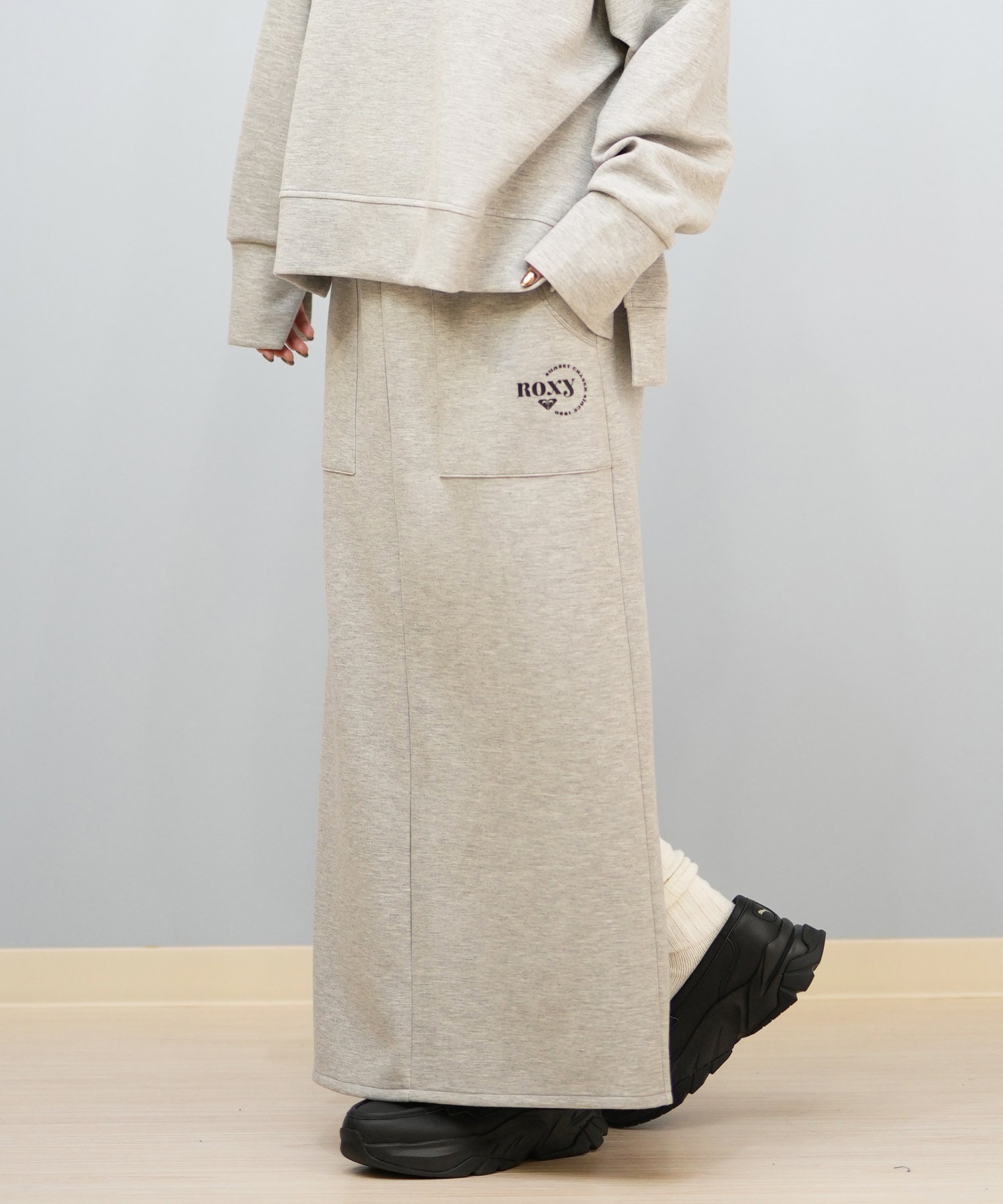 ROXY ロキシー ロングスカート レディース ロゴ ワンポイント セットアップ対応 RSK254612M(BLK-M)