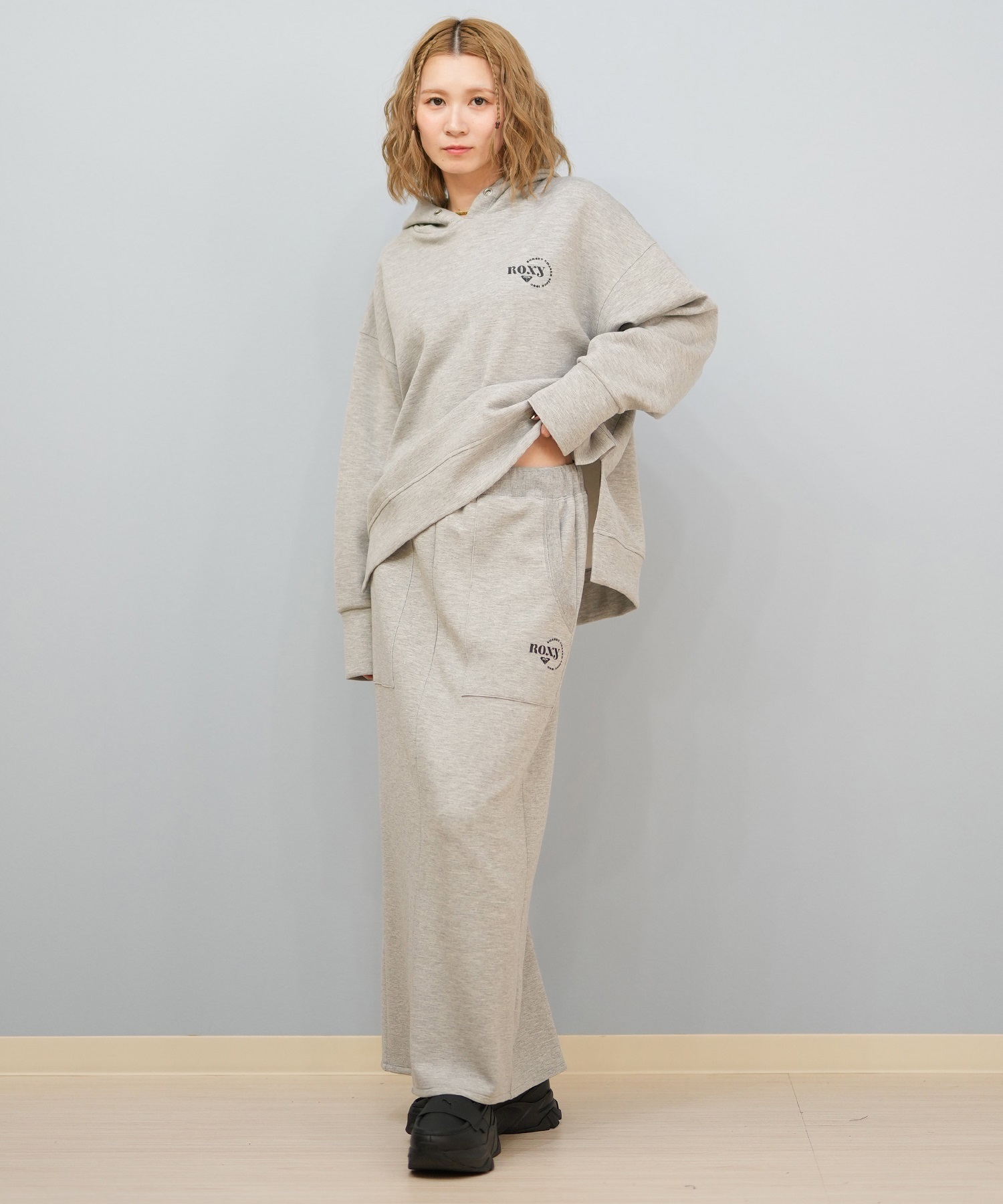 ROXY ロキシー ロングスカート レディース ロゴ ワンポイント セットアップ対応 RSK254612M(BLK-M)