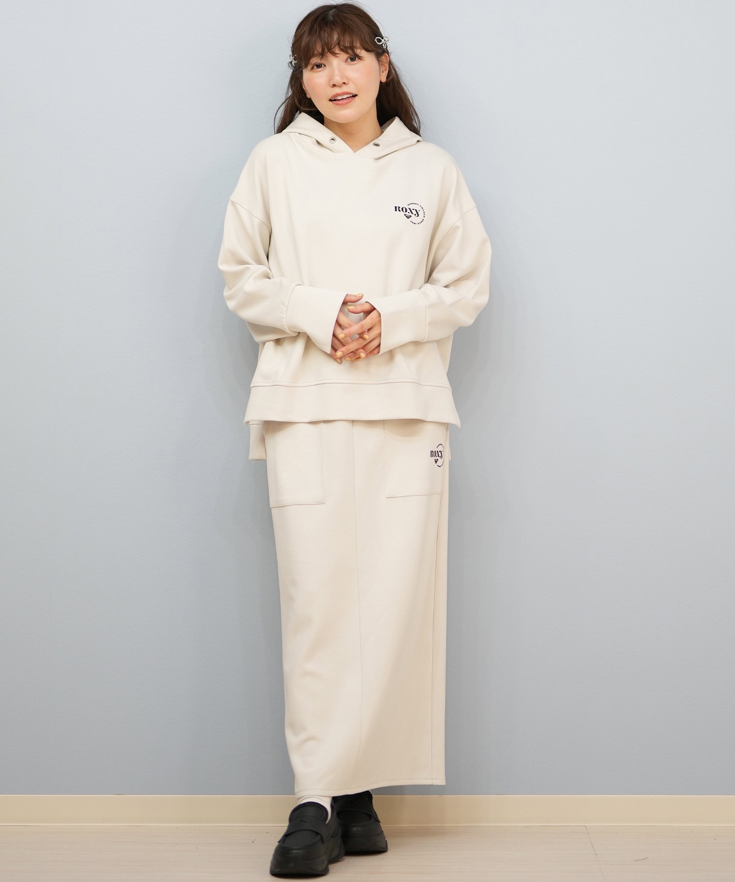 ROXY ロキシー ロングスカート レディース ロゴ ワンポイント セットアップ対応 RSK254612M(BLK-M)