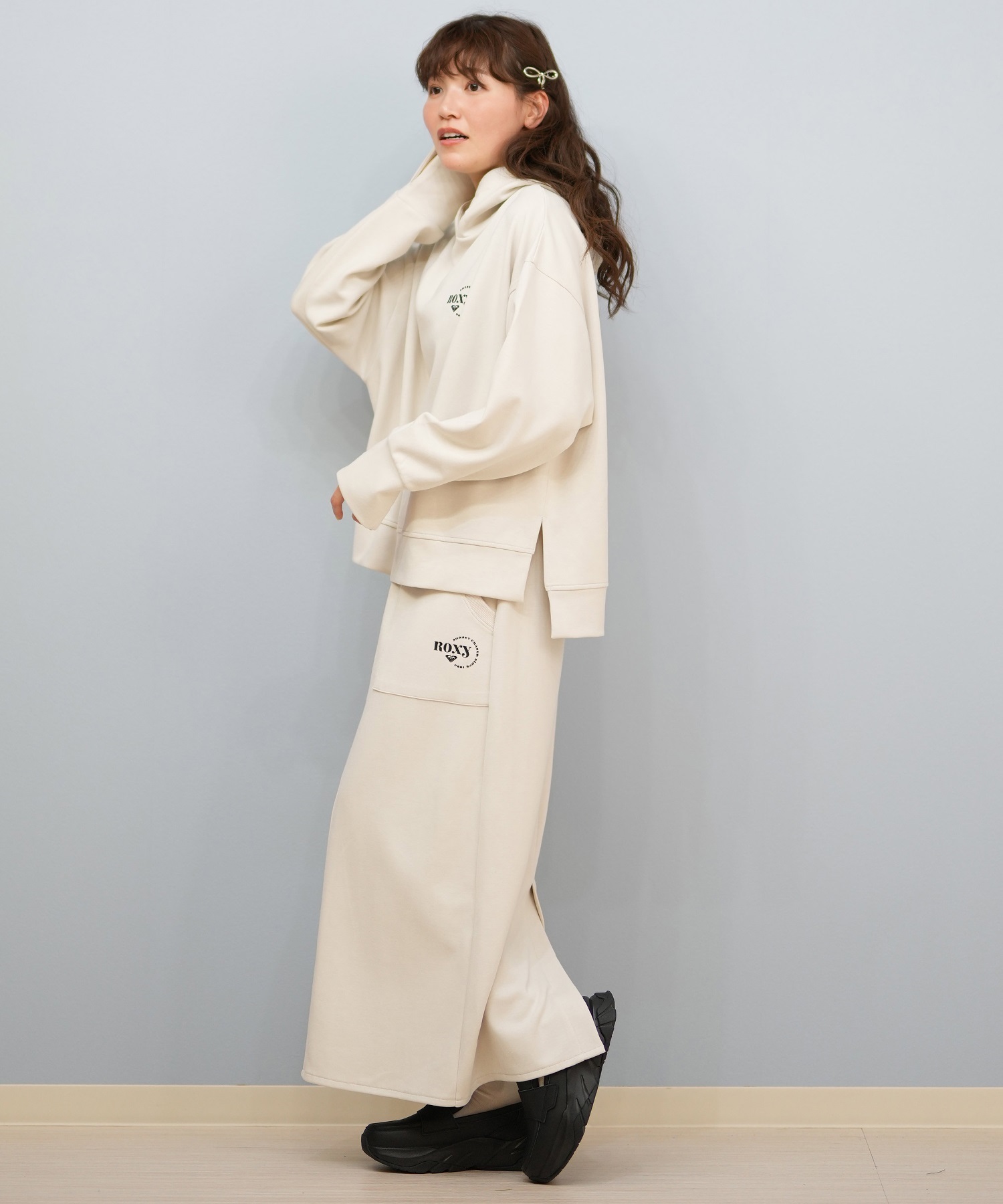 ROXY ロキシー ロングスカート レディース ロゴ ワンポイント セットアップ対応 RSK254612M(BLK-M)