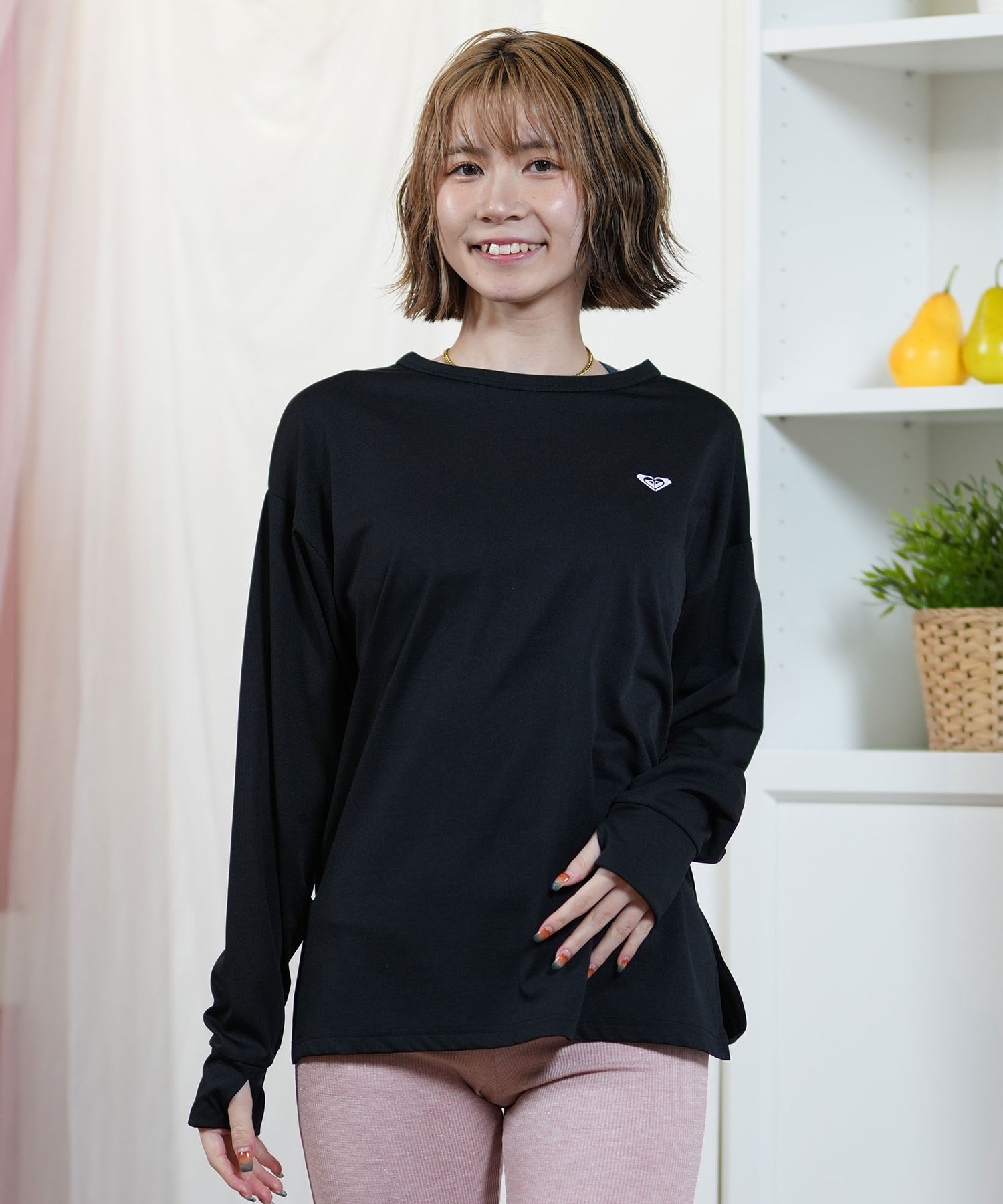 ROXY ブラック 長袖 ウエットスーツ Tシャツ WOMENS ラッシュガード ROXY 25 SS ロキシー ロンスプ ウエットスーツ 2/2 SWELL SERIES