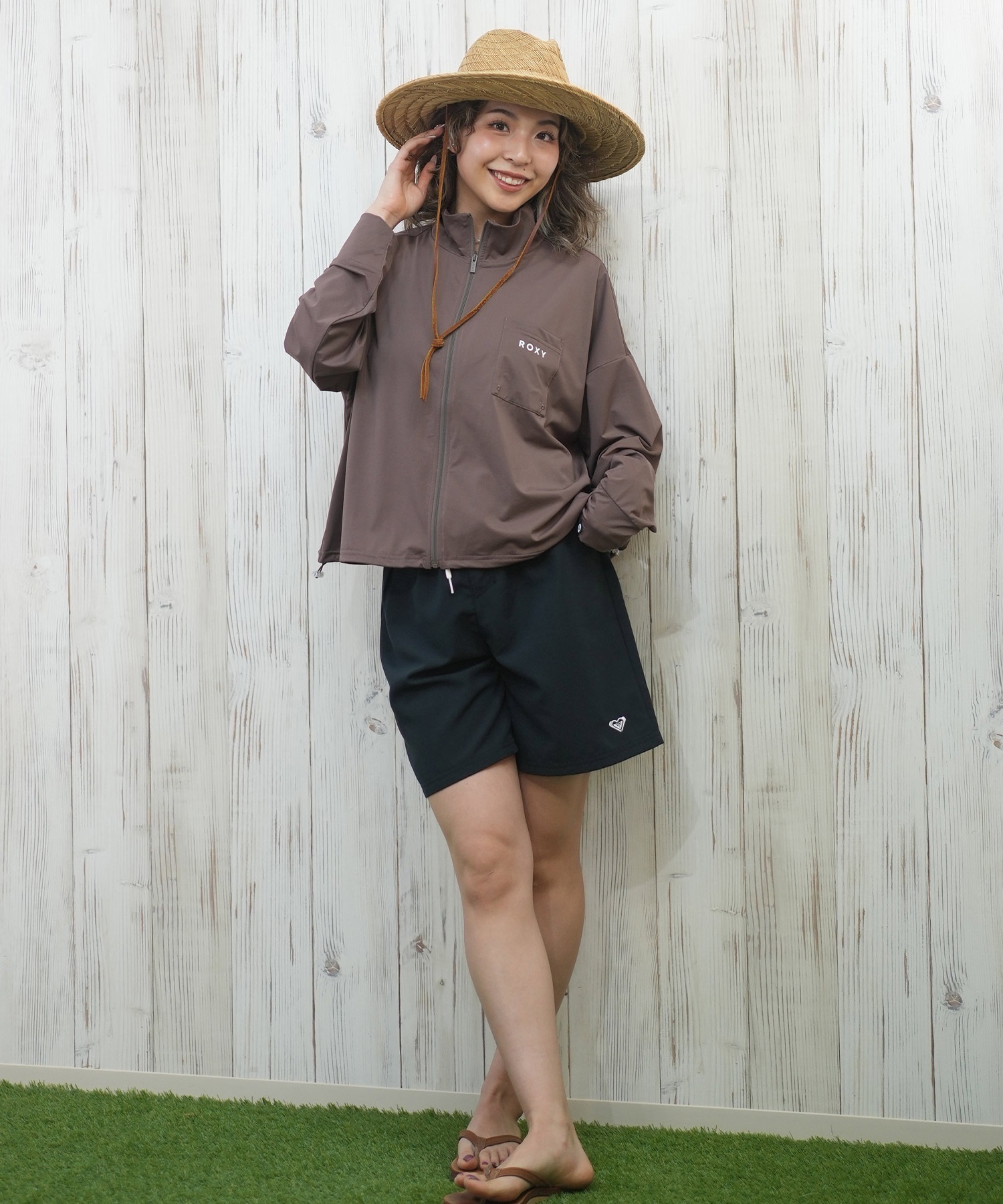 【Roxy】ロキシー ジップアップ ラッシュベスト 長袖 UVカット RASHIE PARKA/ロキシー長袖ジップアップラッシュガード(水着