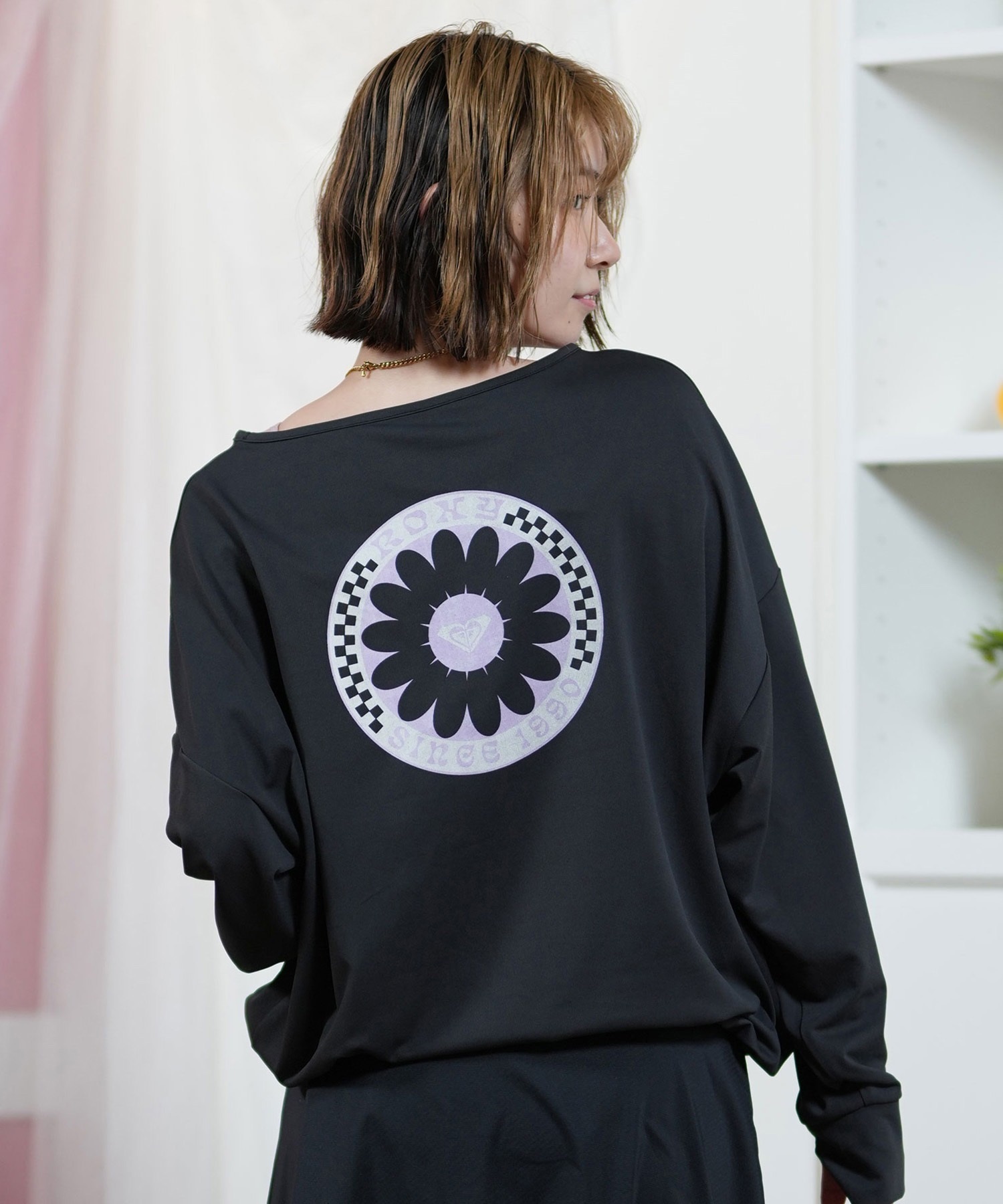 ROXY ブラック 長袖 ウエットスーツ Tシャツ WOMENS ラッシュガード rwt241746-1.jpg