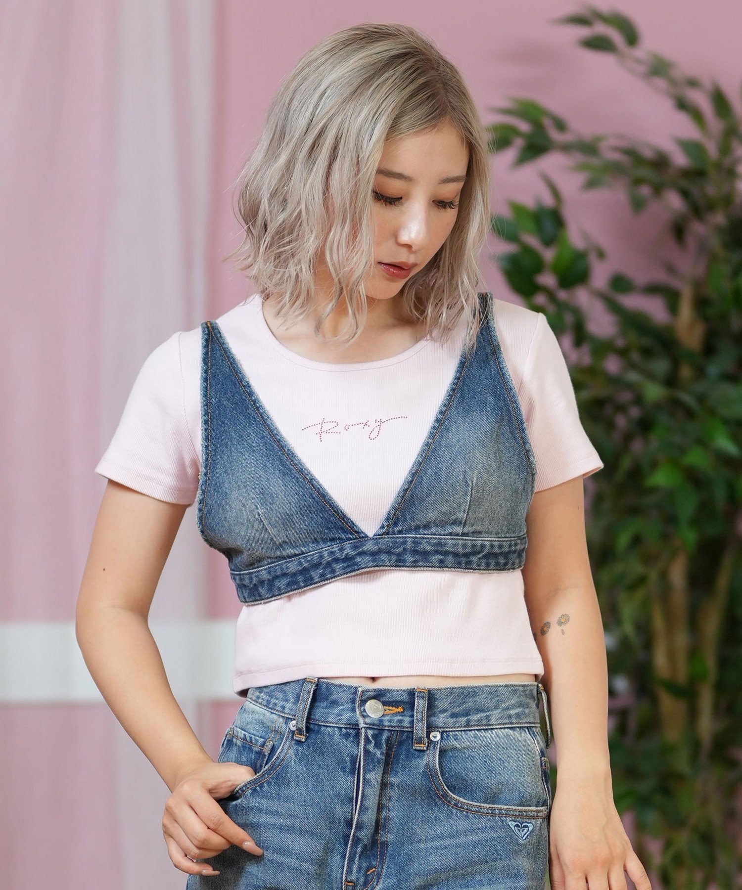   JEANS レディース ポロネック リップ ドレス リゼクシー RESEXXY ショルダービジューチョーカーニット