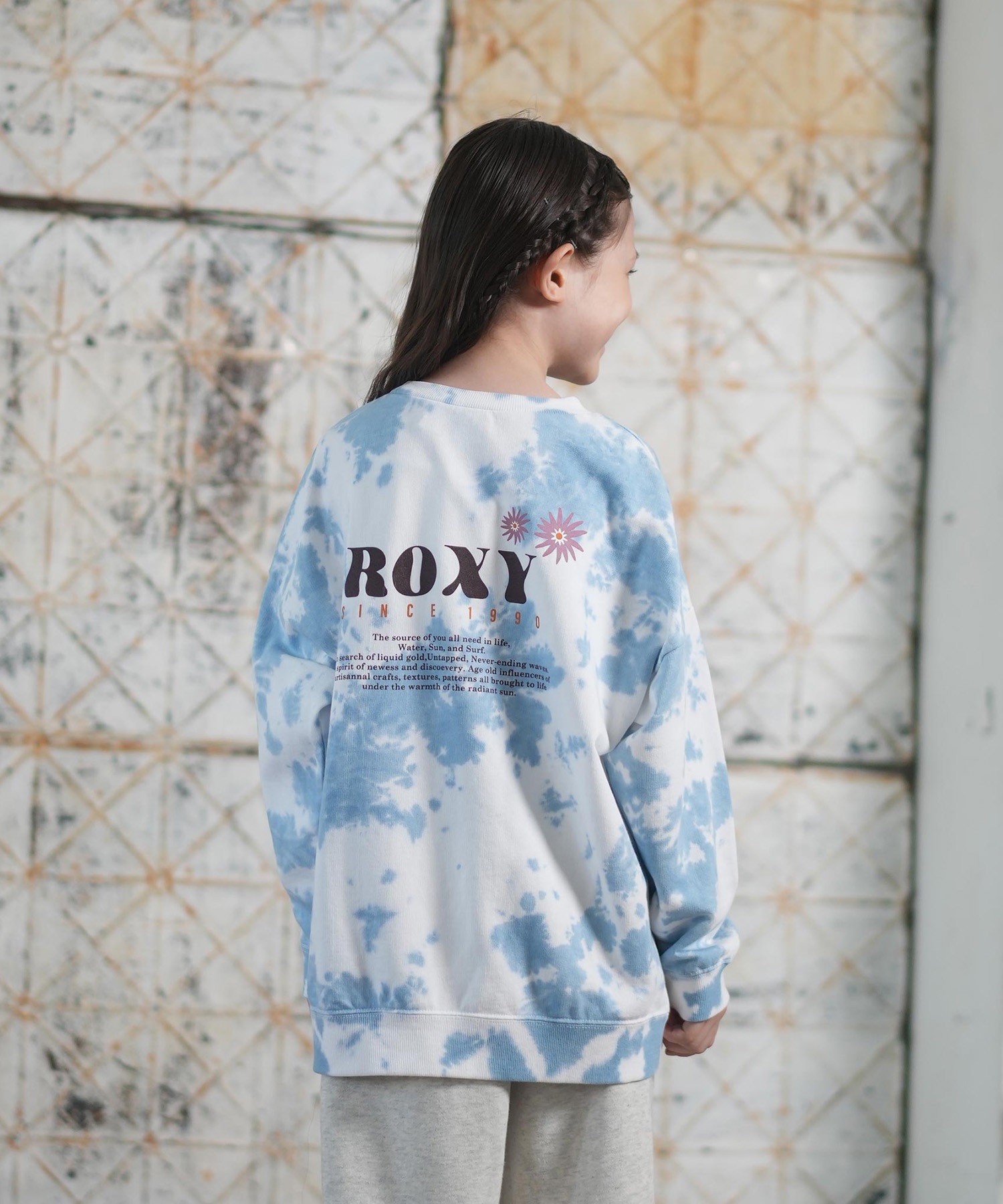 RHC タイダイ柄クルーネックスウェット ROXY ロキシー トレーナー スウェット キッズ ジュニア 子供 クルー