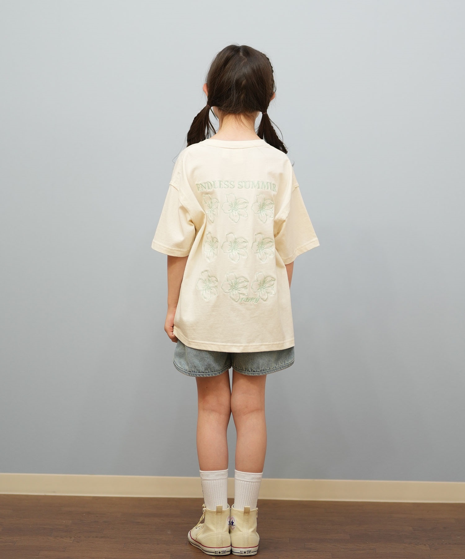 ROXY ロキシー 半袖 Tシャツ キッズ ジュニア 子供 刺しゅう 花