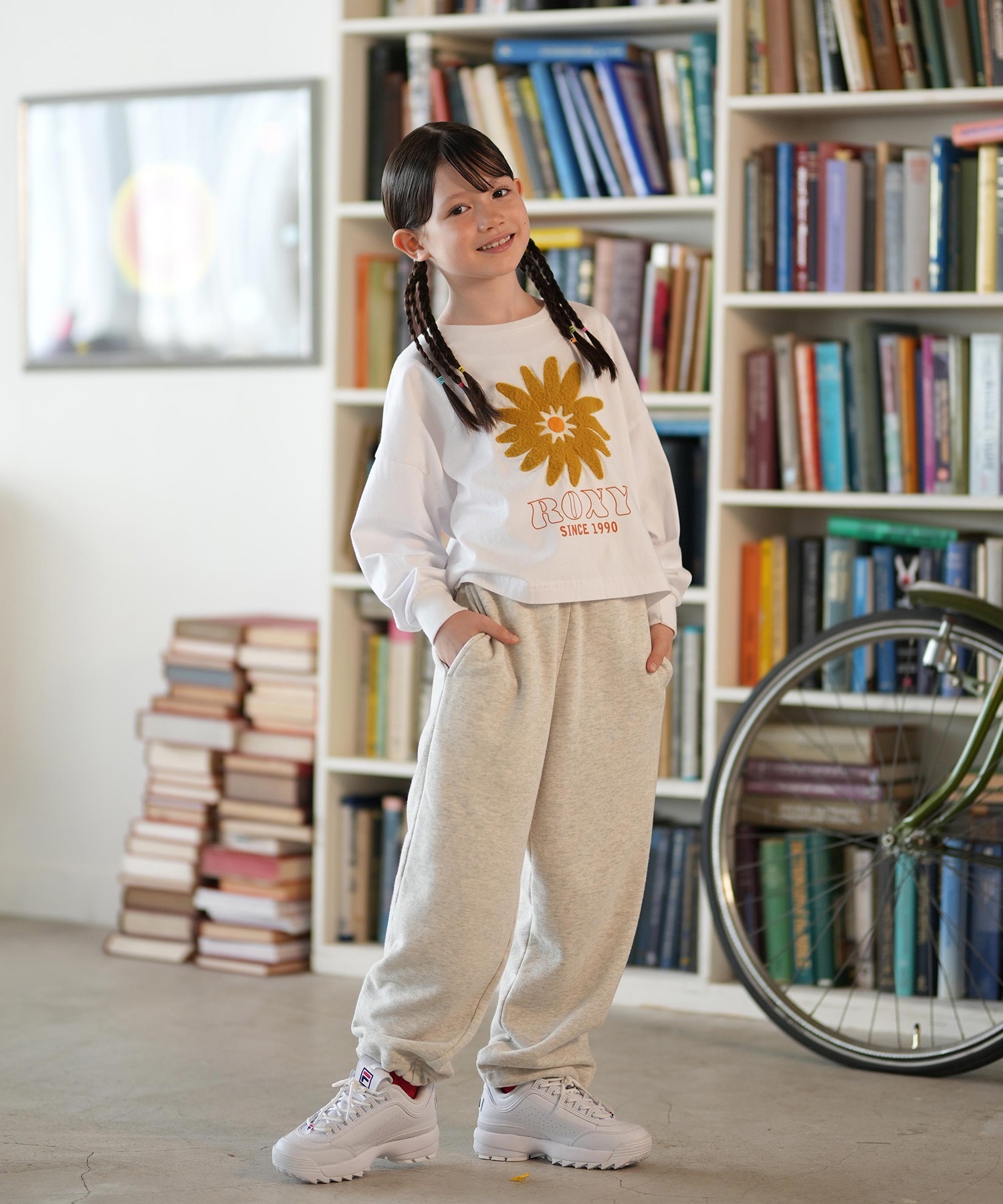 ROXY ロキシー 長袖 Tシャツ ロンT キッズ ジュニア 子供 ショート丈