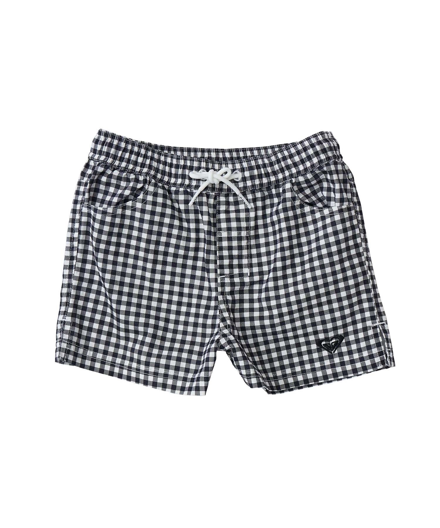 ROXY ロキシー 水着 トランクス キッズ ショートパンツ ボードショーツ 水陸両用 MINI PICNIC GINGHAM SHORT TBS251104(BLK-120cm)