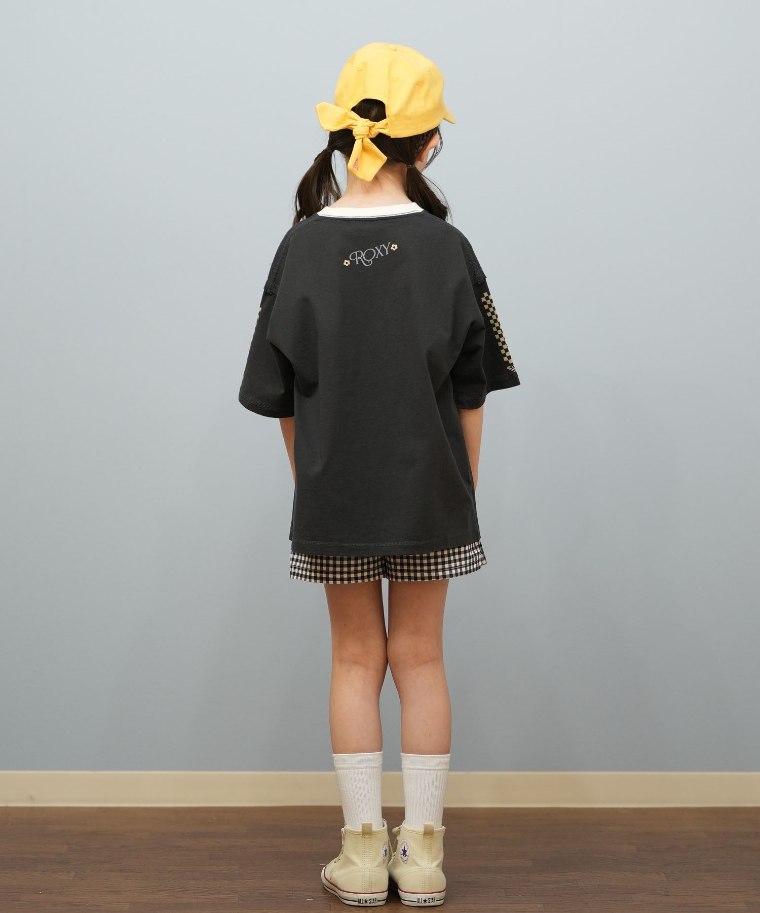 ROXY ロキシー 水着 トランクス キッズ ショートパンツ ボードショーツ 水陸両用 MINI PICNIC GINGHAM SHORT TBS251104(BLK-120cm)