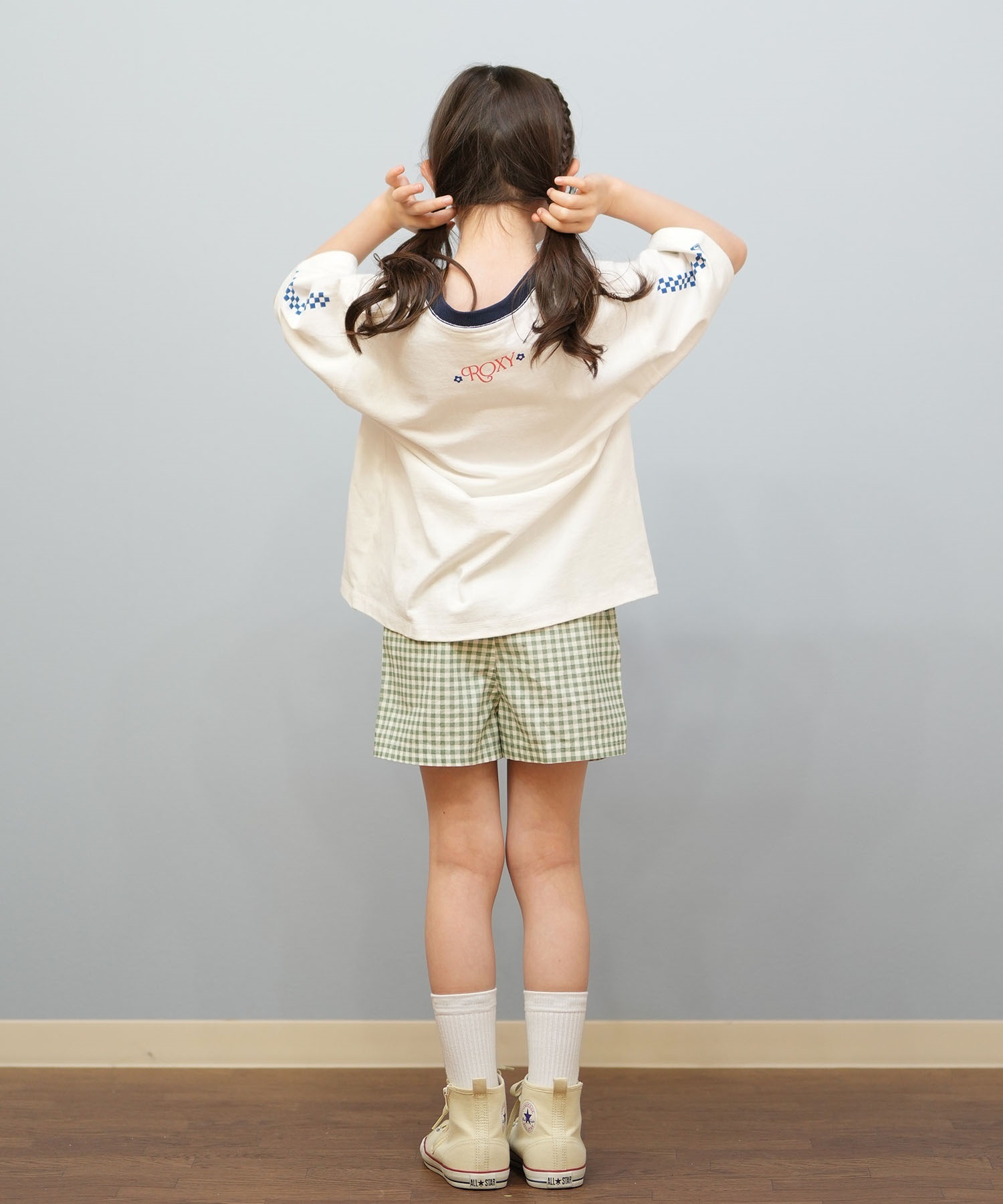 ROXY ロキシー 水着 トランクス キッズ ショートパンツ ボードショーツ 水陸両用 MINI PICNIC GINGHAM SHORT TBS251104(BLK-120cm)