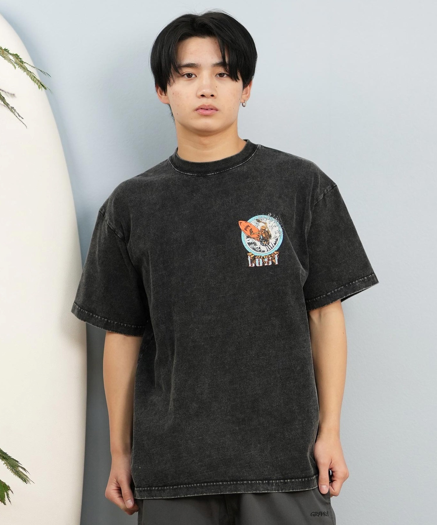 LOST ロスト 半袖 Tシャツ メンズ バックプリント ヘビーウェイト L25S-2101 ムラサキスポーツ限定(WHT-M)