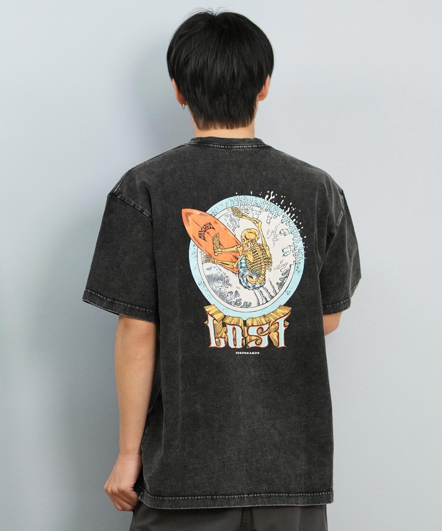 LOST ロスト 半袖 Tシャツ メンズ バックプリント ヘビーウェイト L25S-2101 ムラサキスポーツ限定(WHT-M)