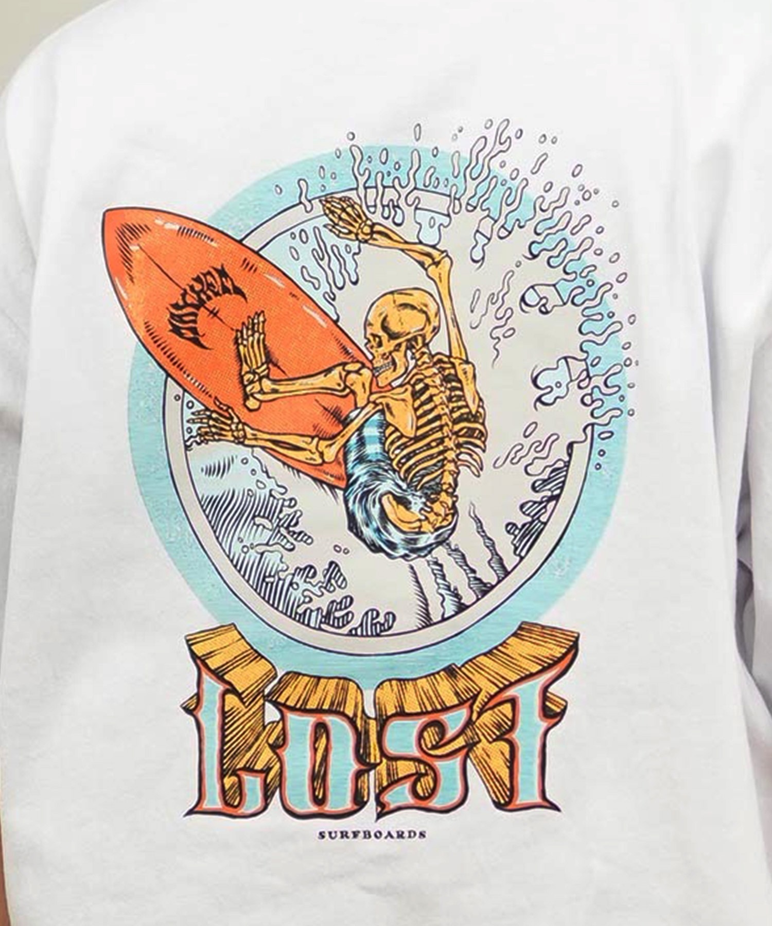LOST ロスト 半袖 Tシャツ メンズ バックプリント ヘビーウェイト L25S-2101 ムラサキスポーツ限定(WHT-M)