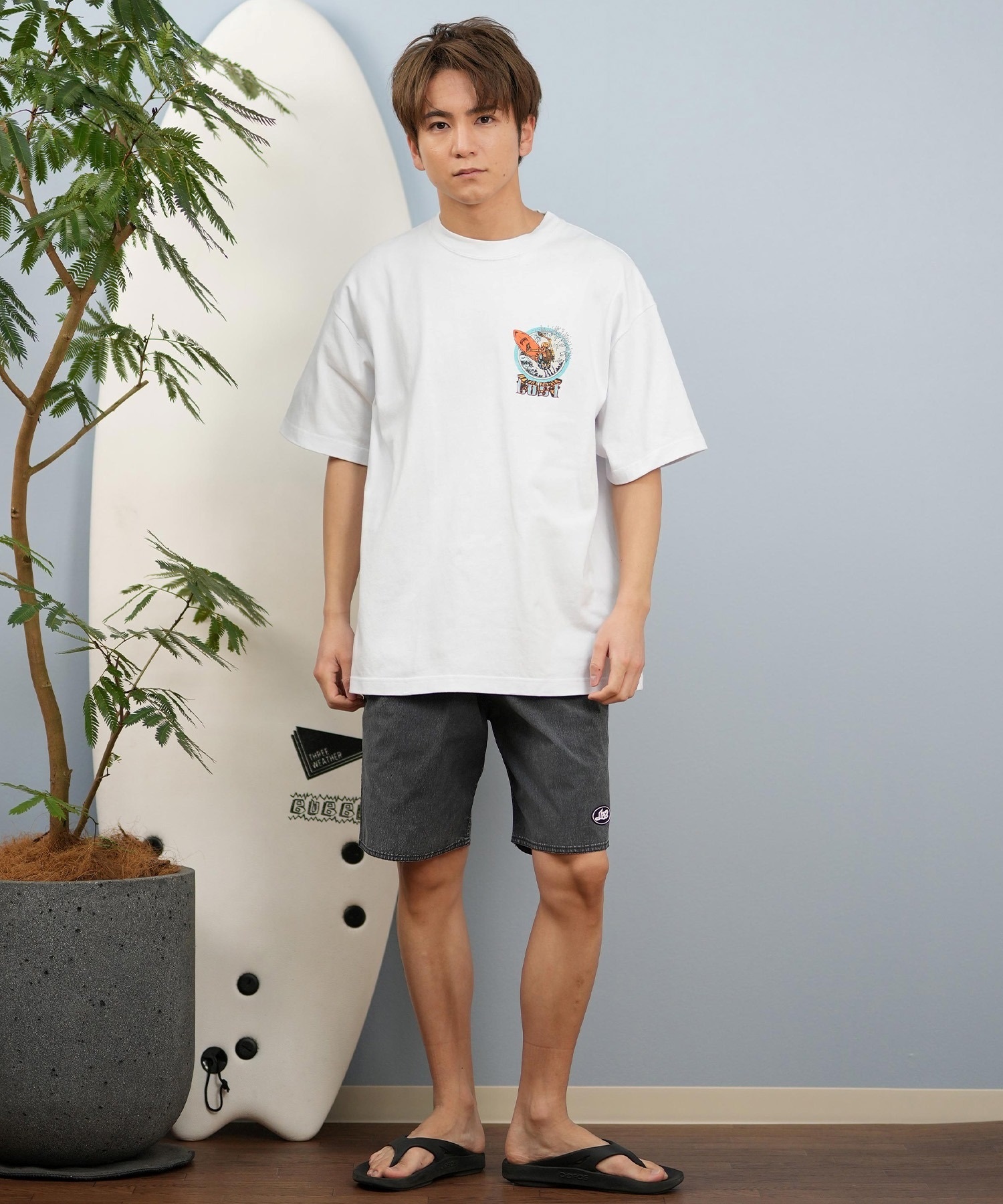 LOST ロスト 半袖 Tシャツ メンズ バックプリント ヘビーウェイト L25S-2101 ムラサキスポーツ限定(WHT-M)