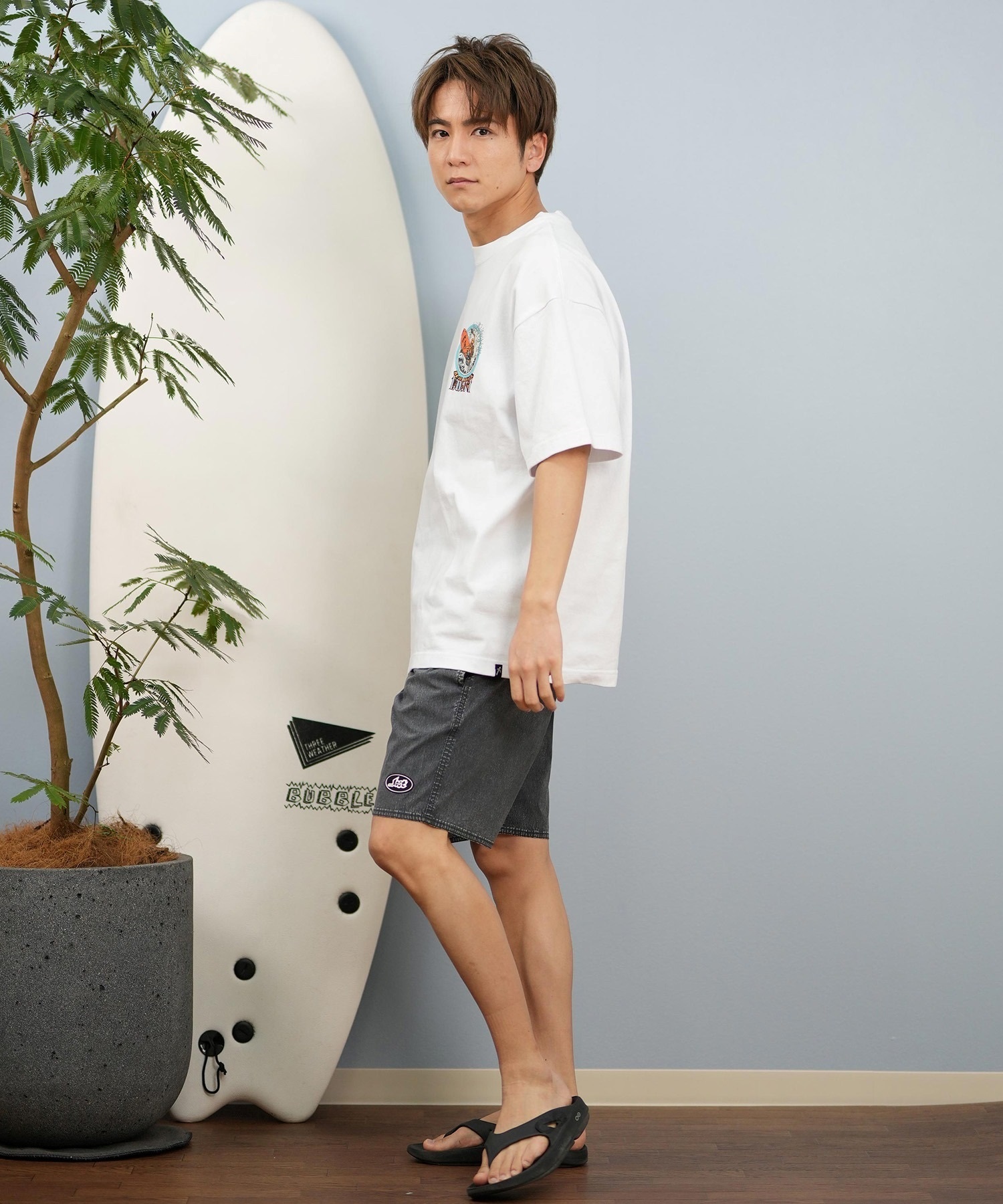 LOST ロスト 半袖 Tシャツ メンズ バックプリント ヘビーウェイト L25S-2101 ムラサキスポーツ限定(WHT-M)