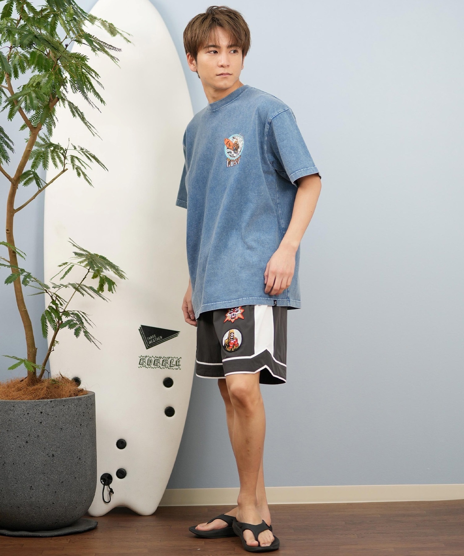 LOST ロスト 半袖 Tシャツ メンズ バックプリント ヘビーウェイト L25S-2101 ムラサキスポーツ限定(WHT-M)