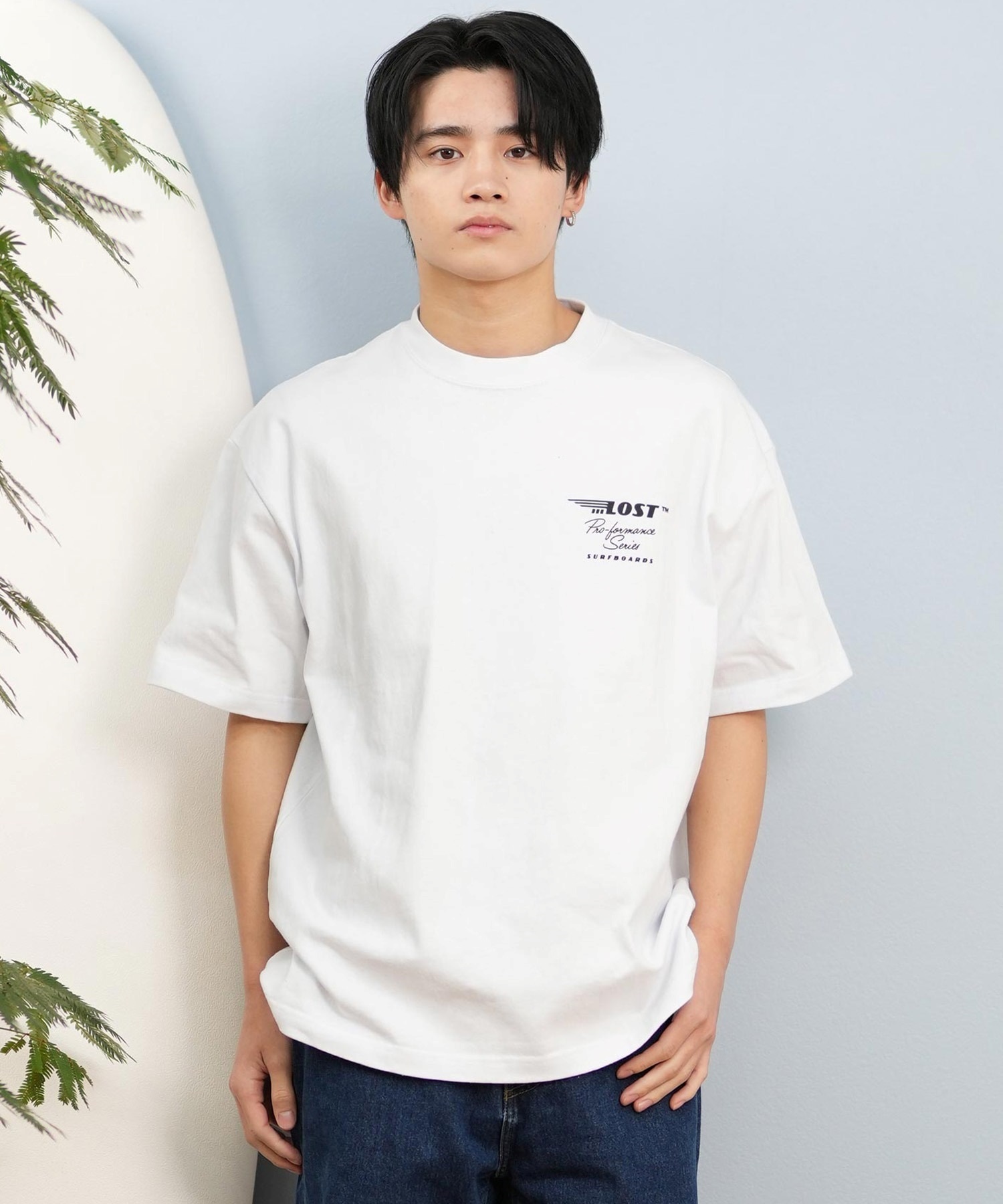LOST ロスト 半袖 Tシャツ メンズ バックプリント ブランドロゴ L25S-2103 ムラサキスポーツ限定(WHT-M)