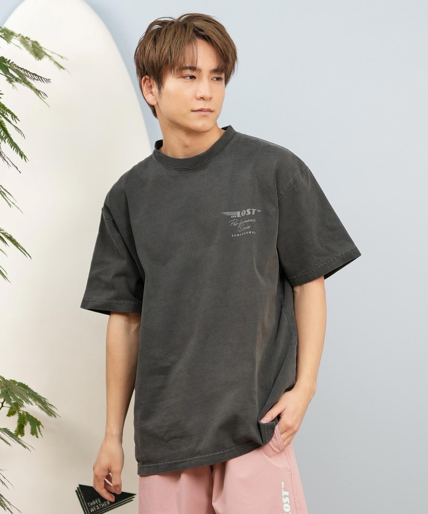 LOST ロスト 半袖 Tシャツ メンズ バックプリント ブランドロゴ L25S-2103 ムラサキスポーツ限定(WHT-M)
