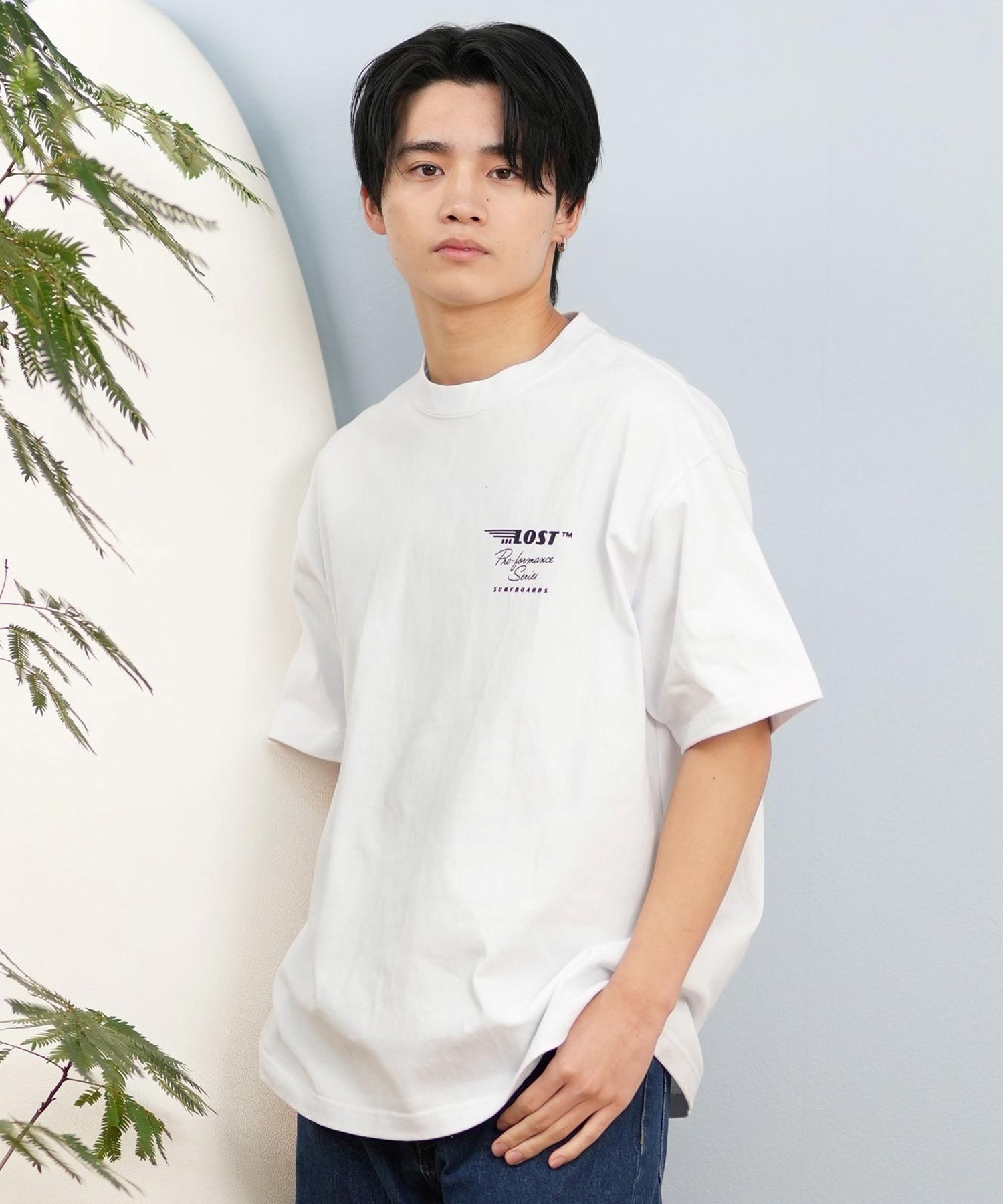 LOST ロスト 半袖 Tシャツ メンズ バックプリント ブランドロゴ L25S-2103 ムラサキスポーツ限定(WHT-M)