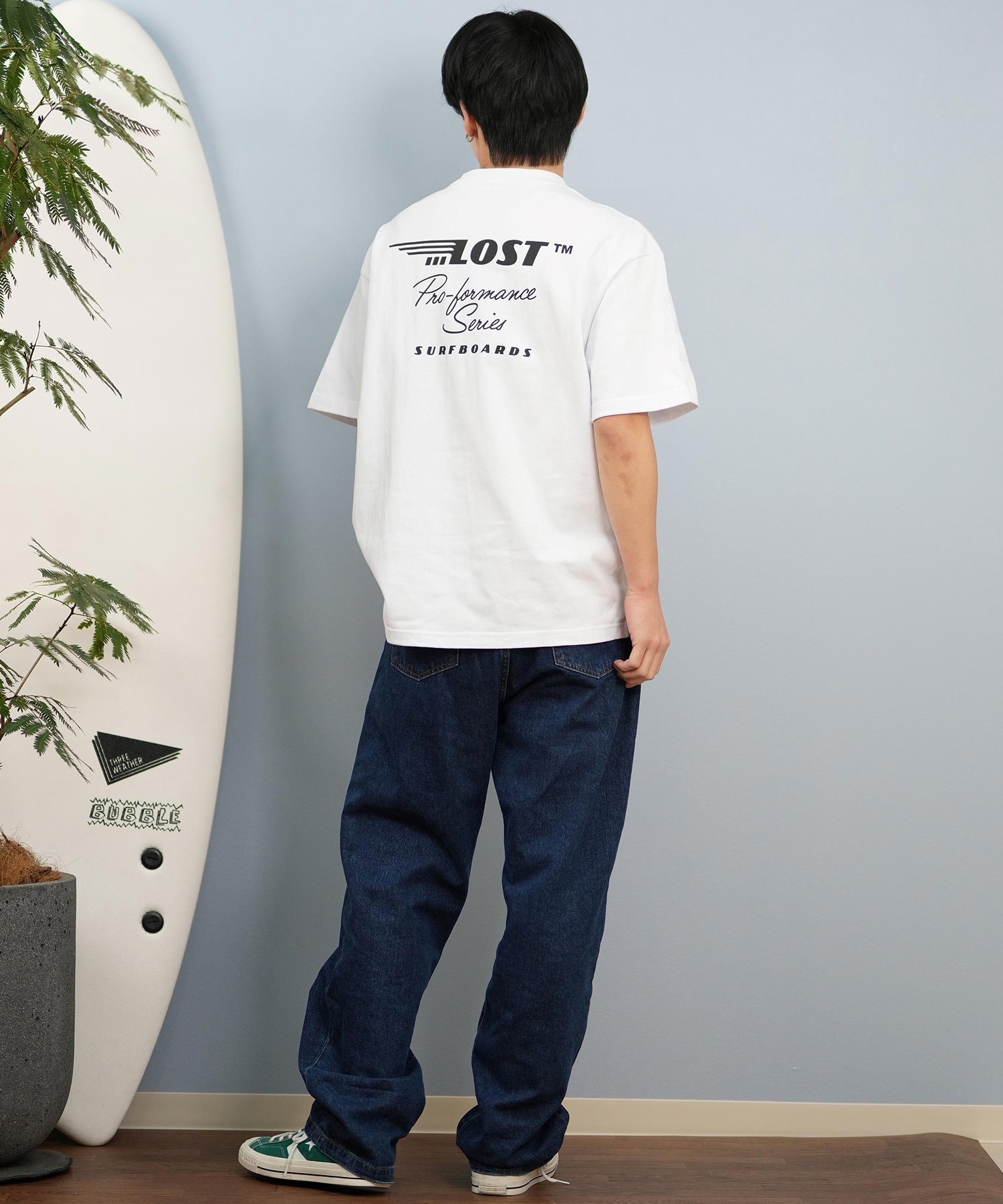 LOST ロスト 半袖 Tシャツ メンズ バックプリント ブランドロゴ L25S-2103 ムラサキスポーツ限定(WHT-M)