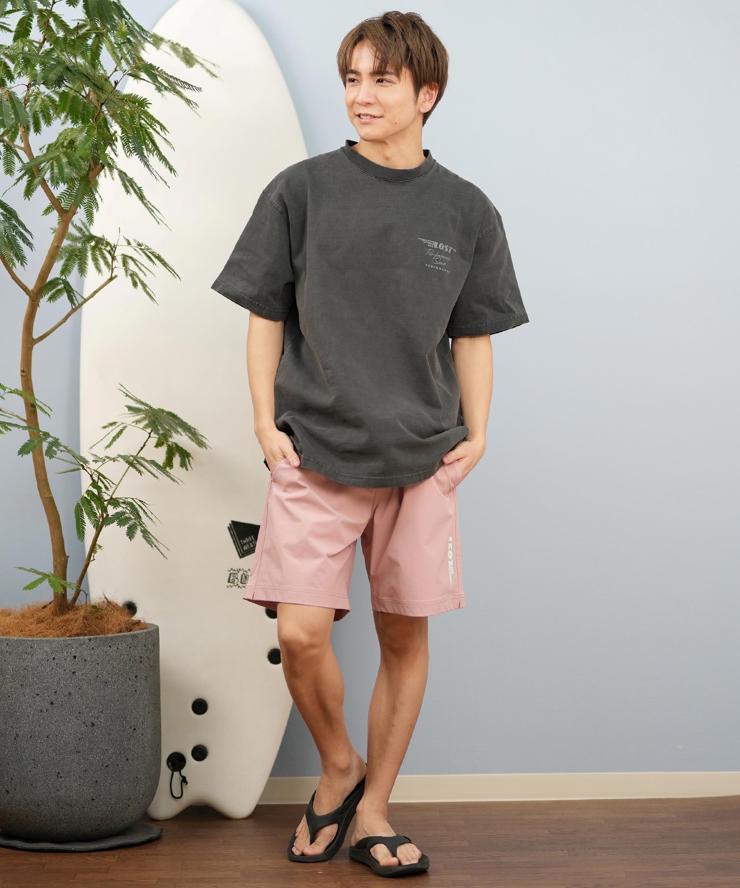 LOST ロスト 半袖 Tシャツ メンズ バックプリント ブランドロゴ L25S-2103 ムラサキスポーツ限定(WHT-M)
