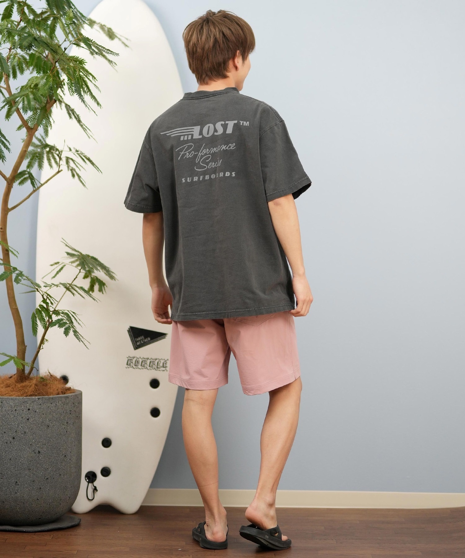 LOST ロスト 半袖 Tシャツ メンズ バックプリント ブランドロゴ L25S-2103 ムラサキスポーツ限定(WHT-M)