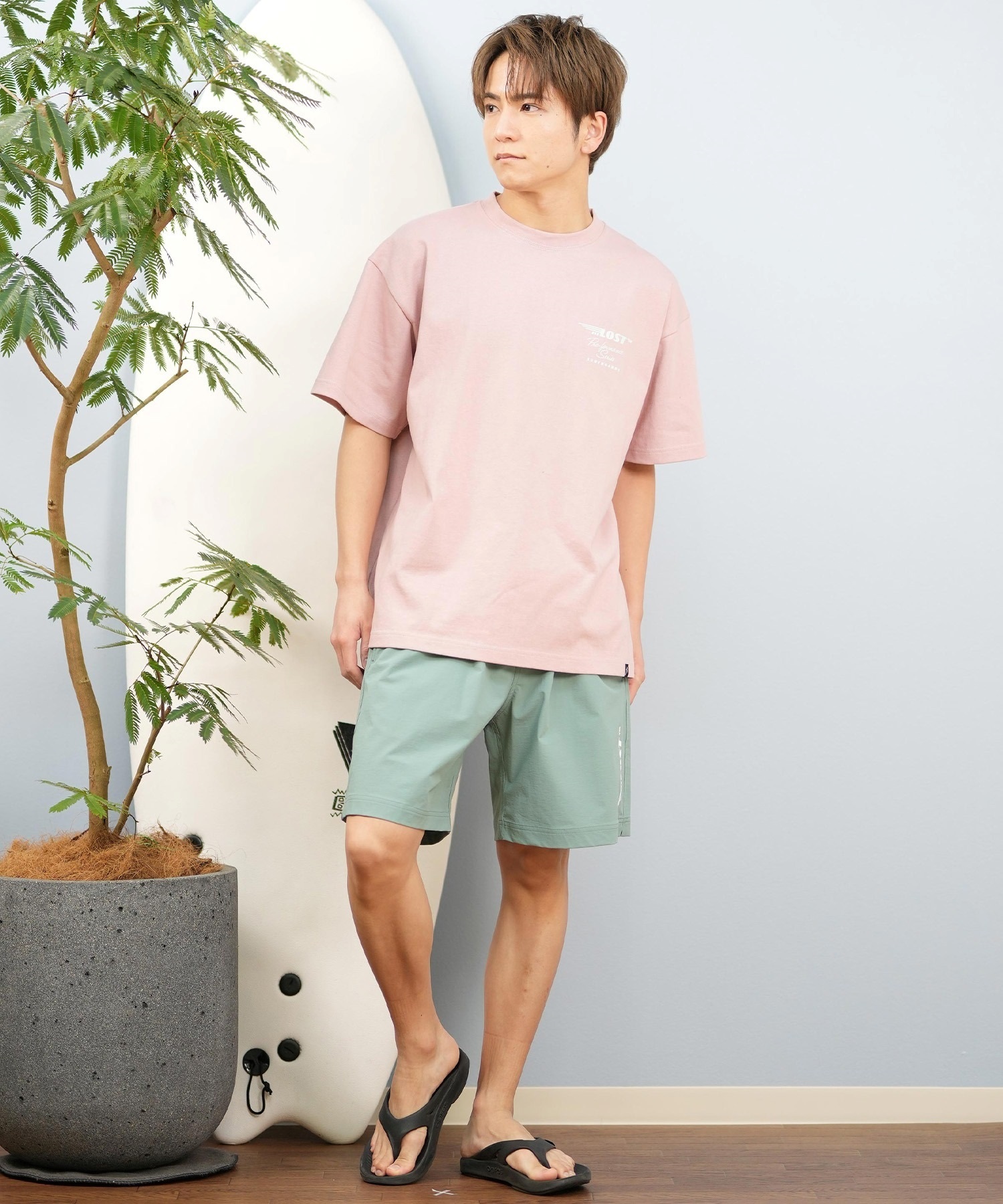 LOST ロスト 半袖 Tシャツ メンズ バックプリント ブランドロゴ L25S-2103 ムラサキスポーツ限定(WHT-M)