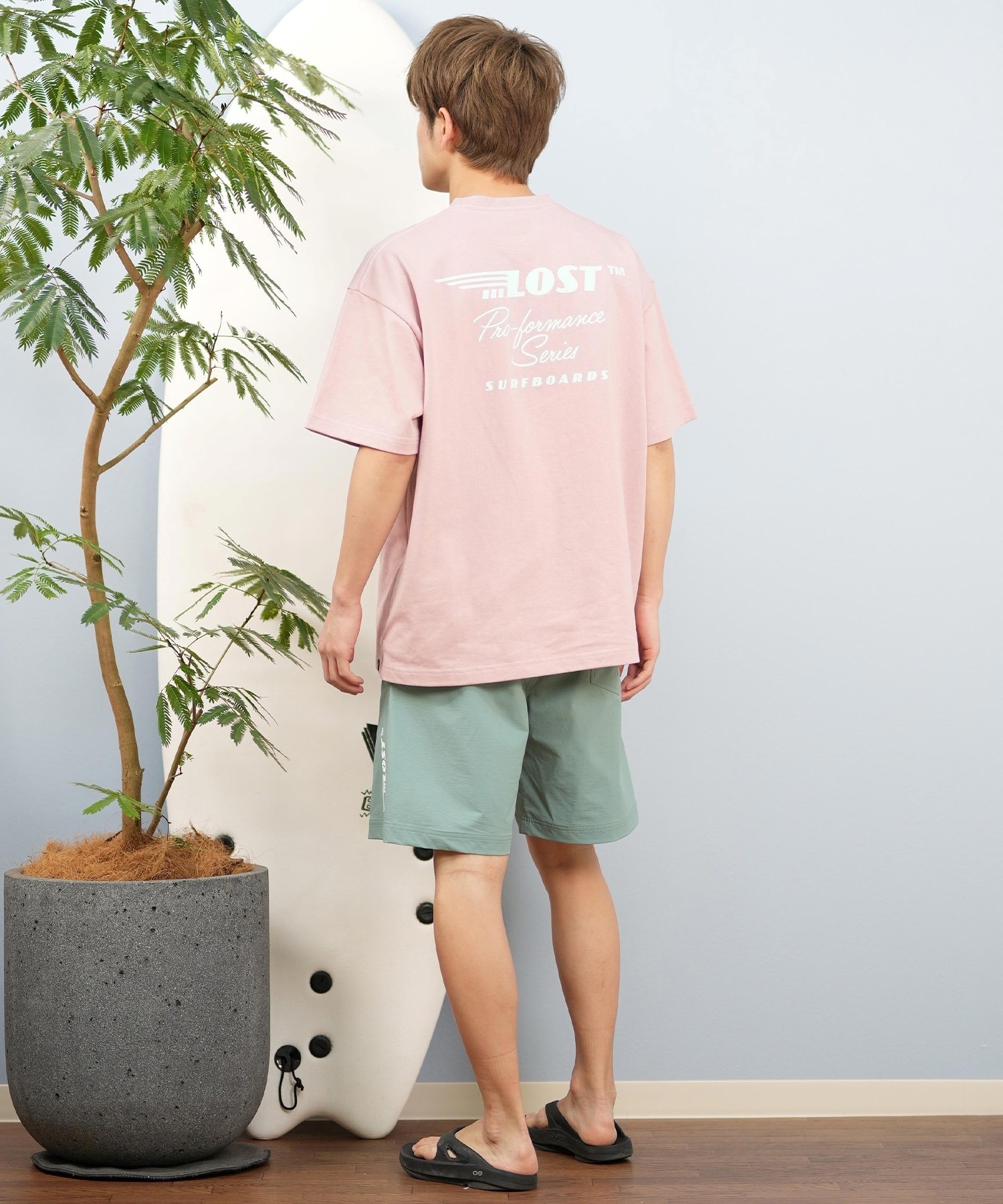 LOST ロスト 半袖 Tシャツ メンズ バックプリント ブランドロゴ L25S-2103 ムラサキスポーツ限定(WHT-M)
