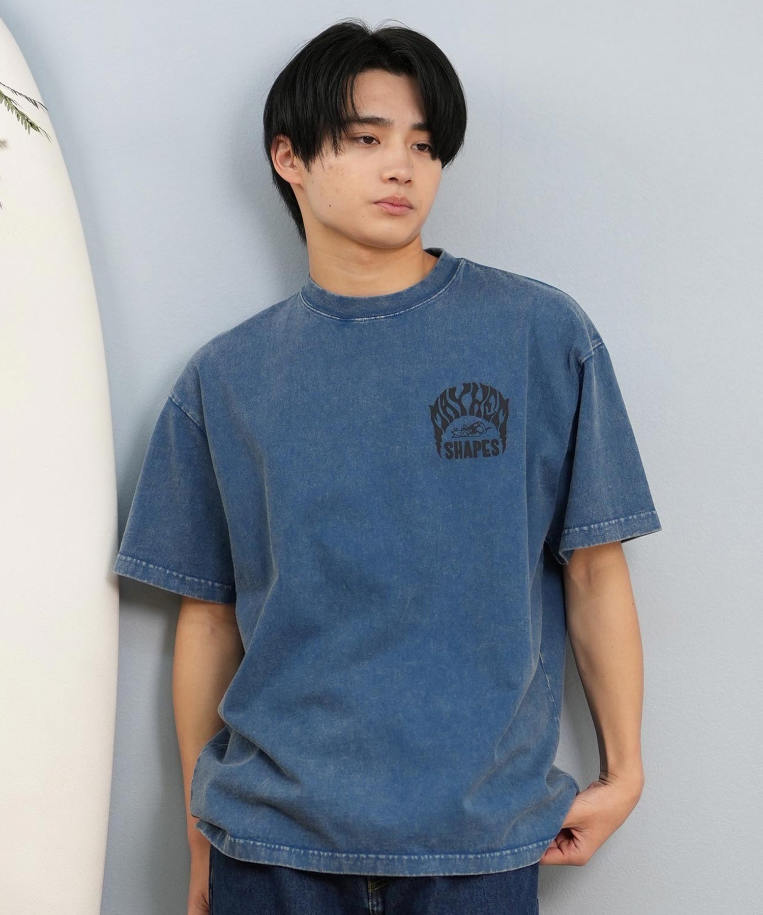 LOST ロスト 半袖 Tシャツ メンズ バックプリント MAYHEMロゴ L25S-2104 ムラサキスポーツ限定(WHT-M)