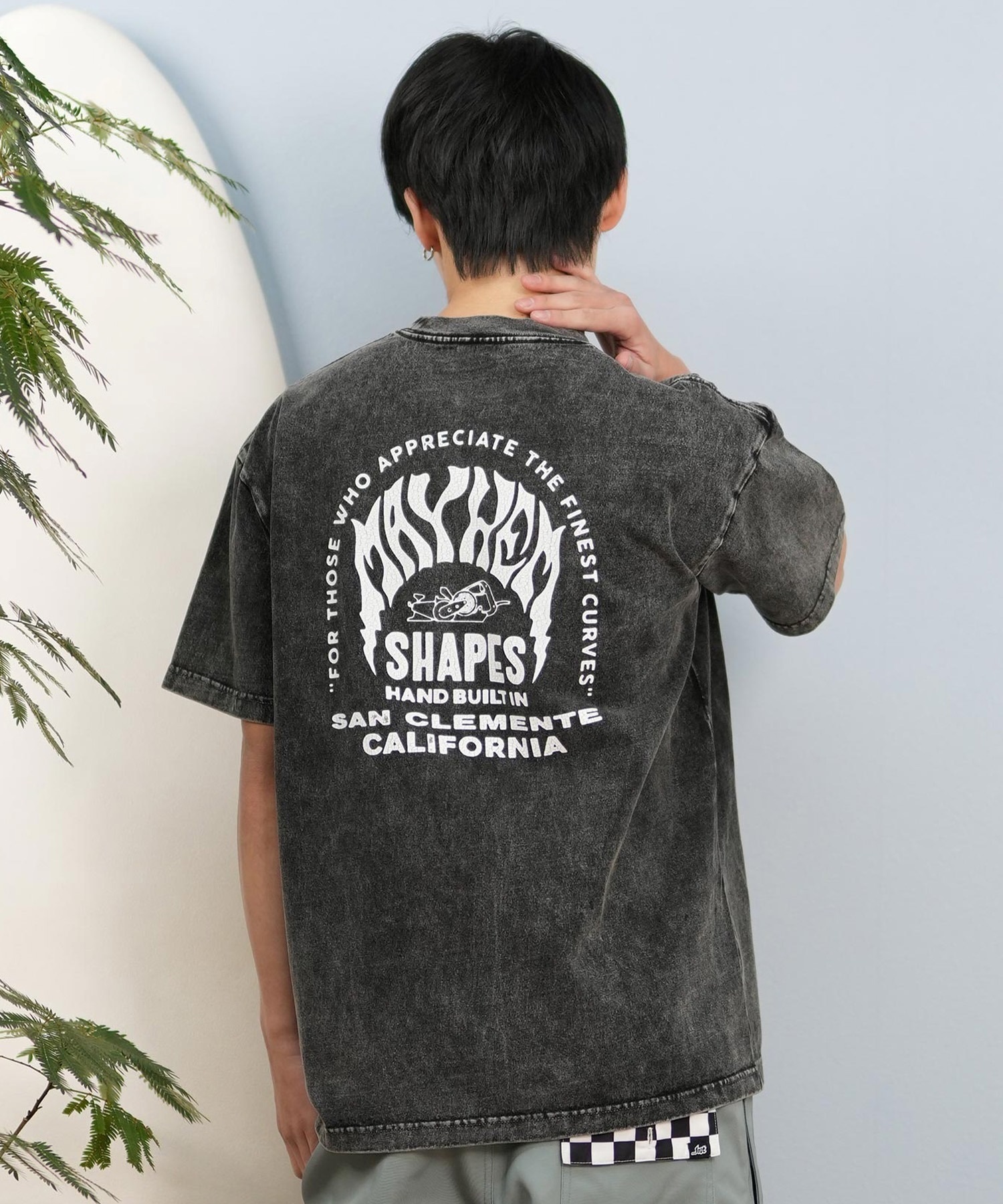 LOST ロスト 半袖 Tシャツ メンズ バックプリント MAYHEMロゴ L25S-2104 ムラサキスポーツ限定(WHT-M)