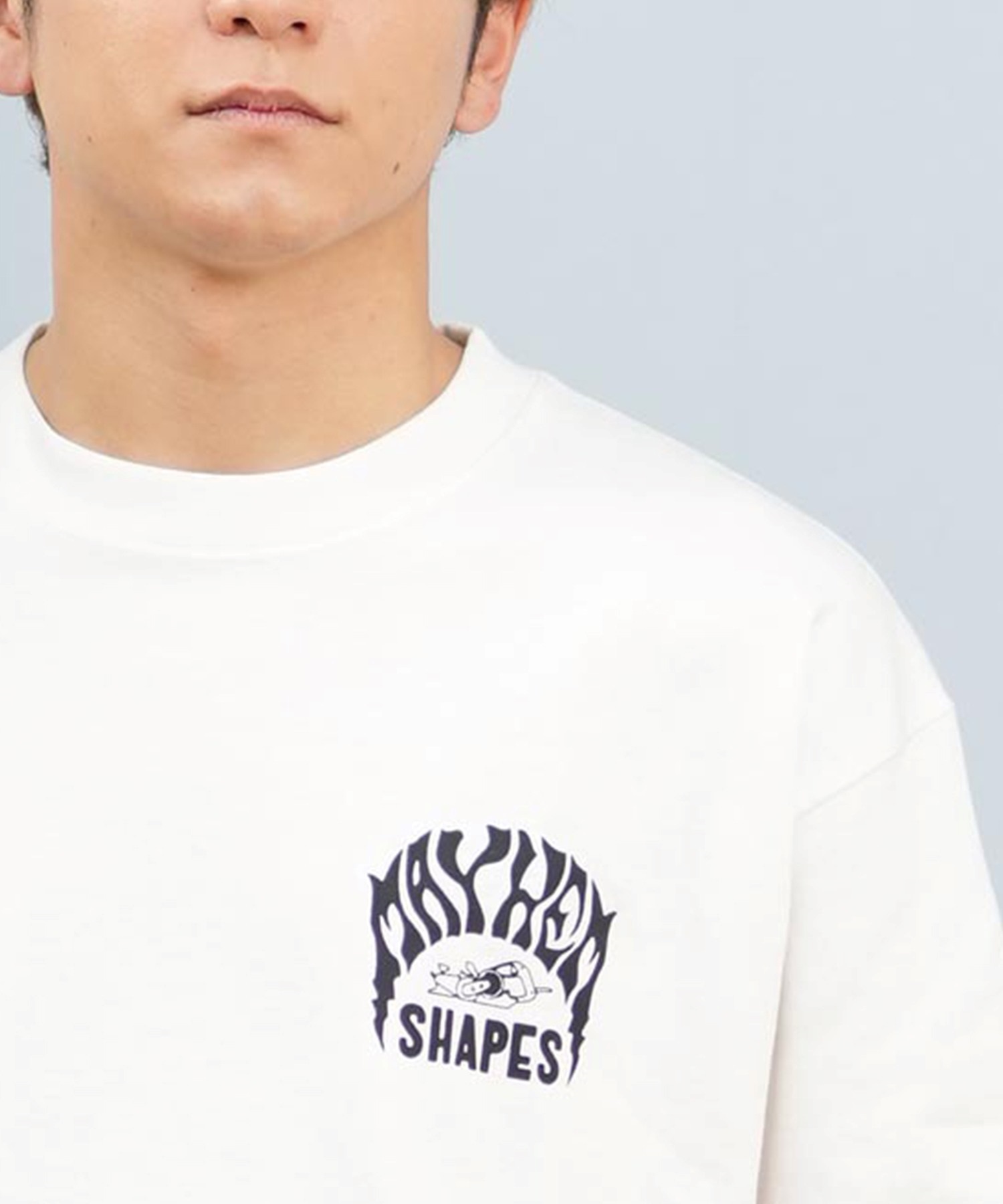 LOST ロスト 半袖 Tシャツ メンズ バックプリント MAYHEMロゴ L25S-2104 ムラサキスポーツ限定(WHT-M)