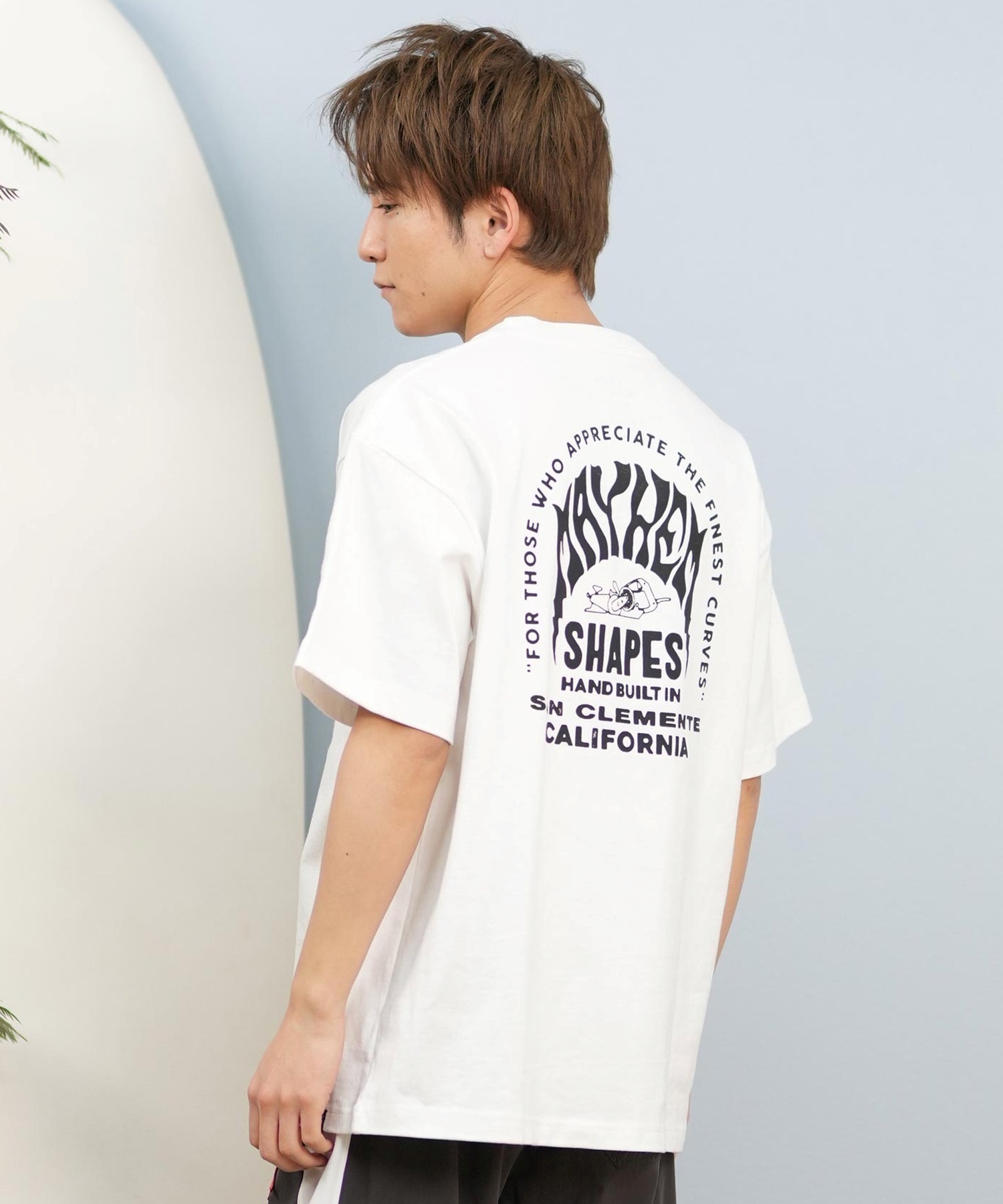 LOST ロスト 半袖 Tシャツ メンズ バックプリント MAYHEMロゴ L25S-2104 ムラサキスポーツ限定(WHT-M)