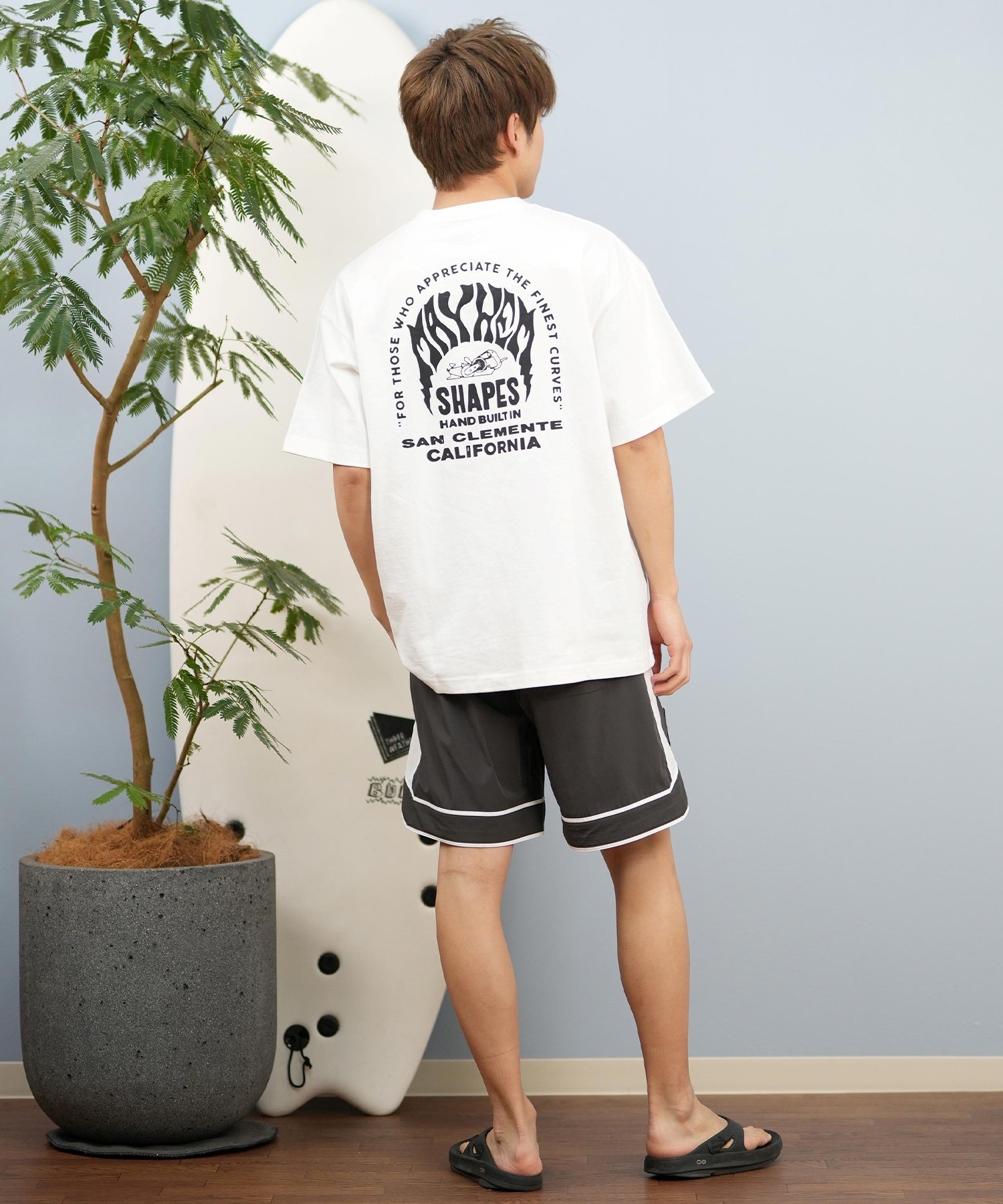 LOST ロスト 半袖 Tシャツ メンズ バックプリント MAYHEMロゴ L25S-2104 ムラサキスポーツ限定(WHT-M)