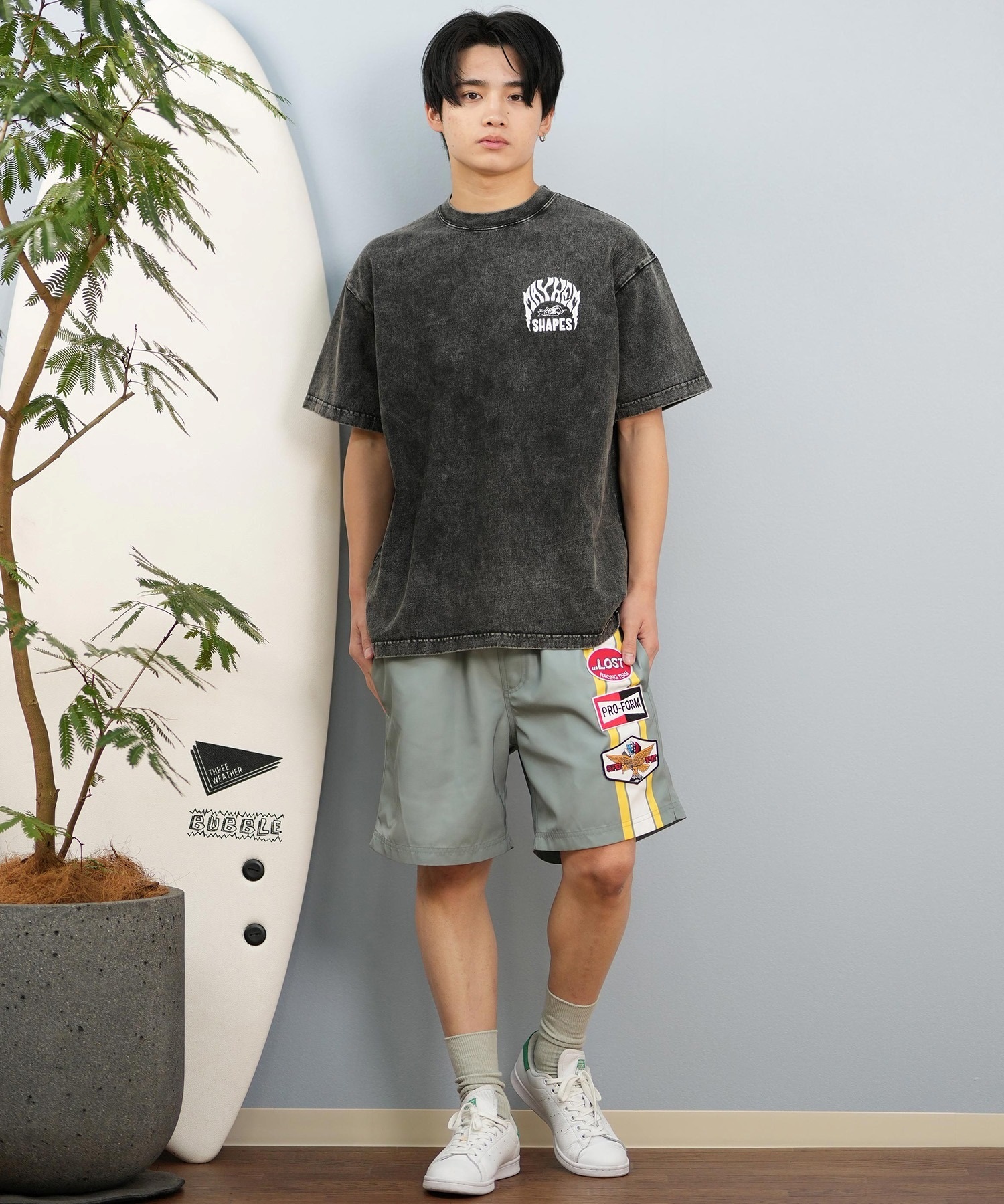 LOST ロスト 半袖 Tシャツ メンズ バックプリント MAYHEMロゴ L25S-2104 ムラサキスポーツ限定(WHT-M)