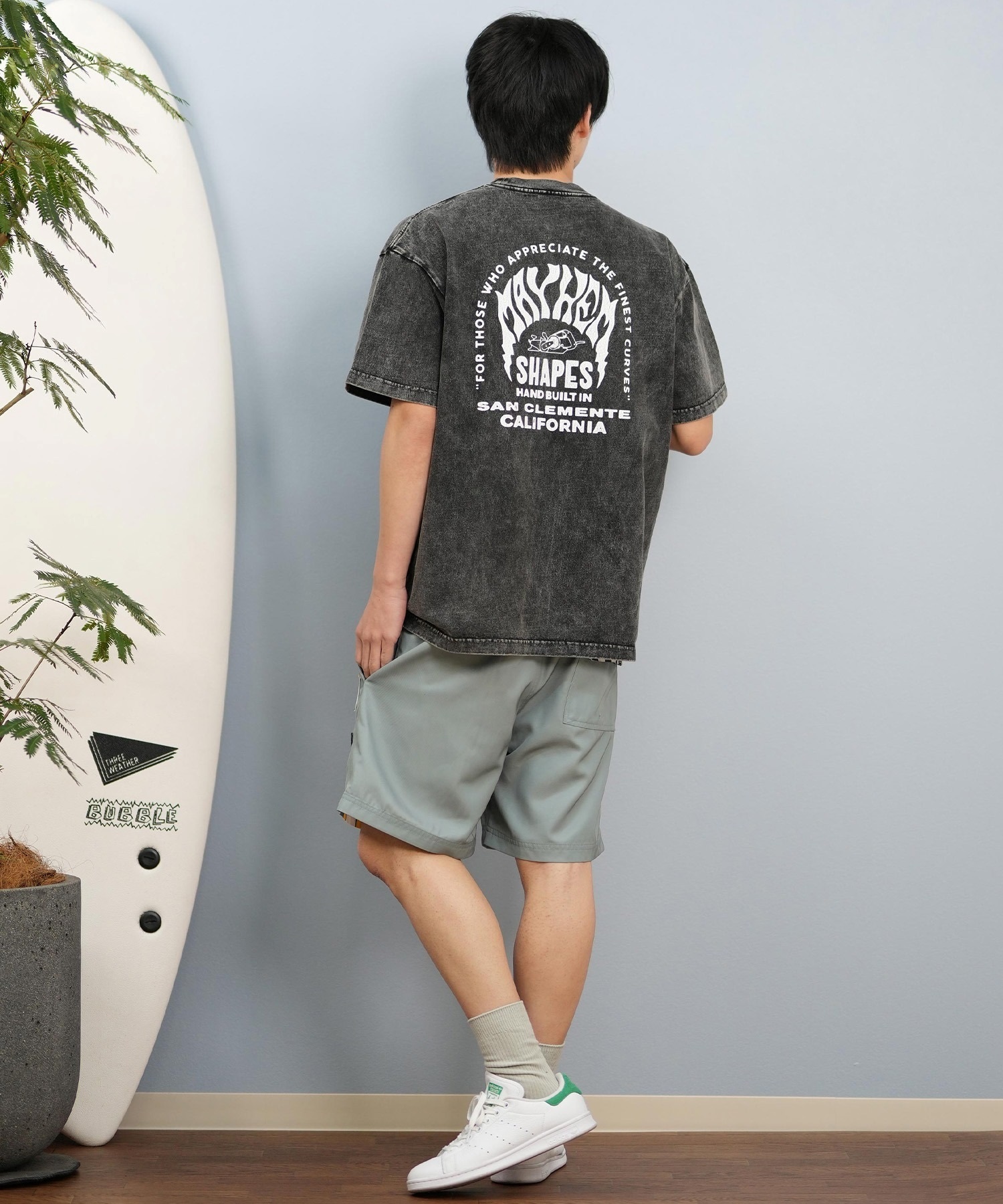 LOST ロスト 半袖 Tシャツ メンズ バックプリント MAYHEMロゴ L25S-2104 ムラサキスポーツ限定(WHT-M)