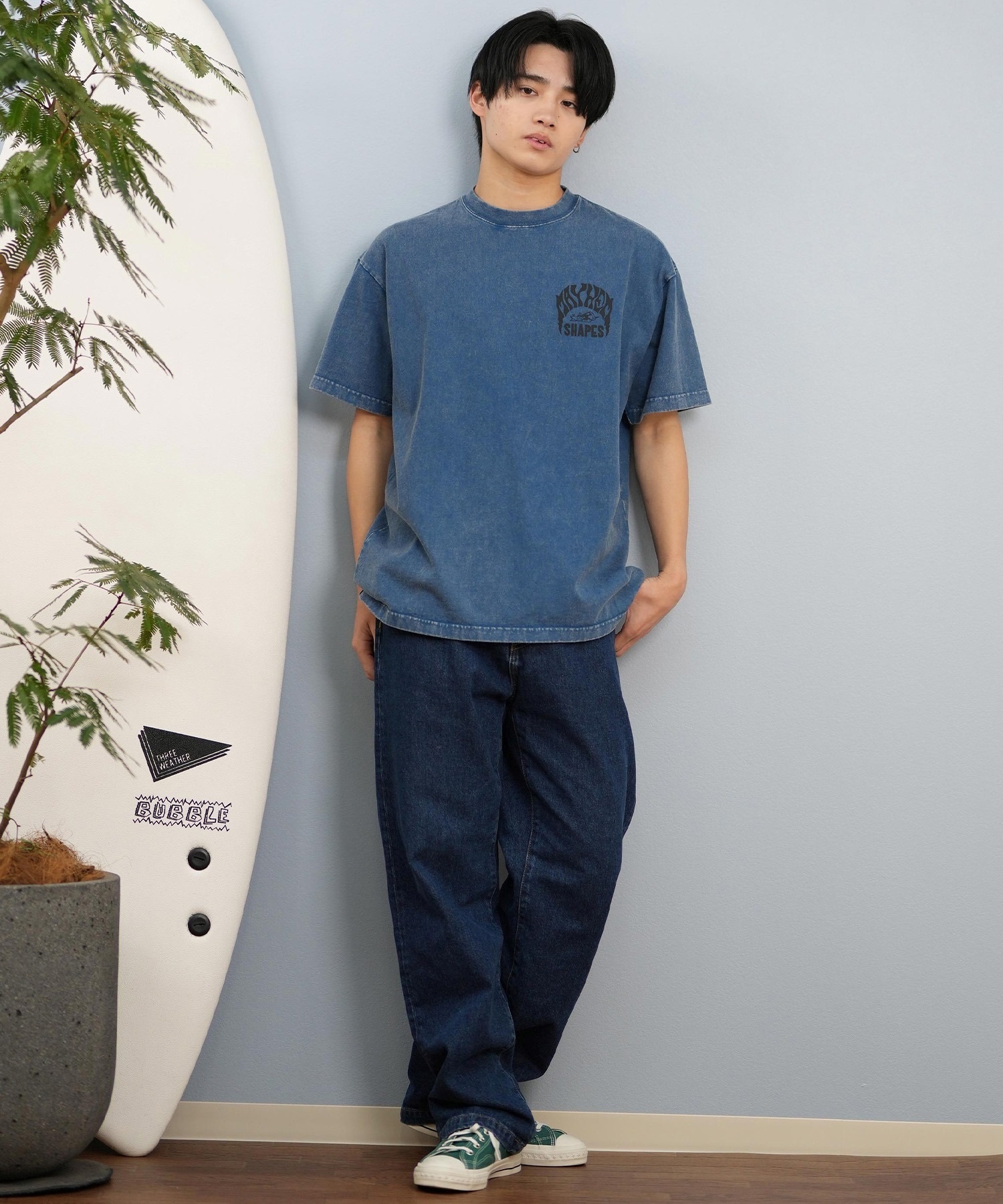 LOST ロスト 半袖 Tシャツ メンズ バックプリント MAYHEMロゴ L25S-2104 ムラサキスポーツ限定(WHT-M)
