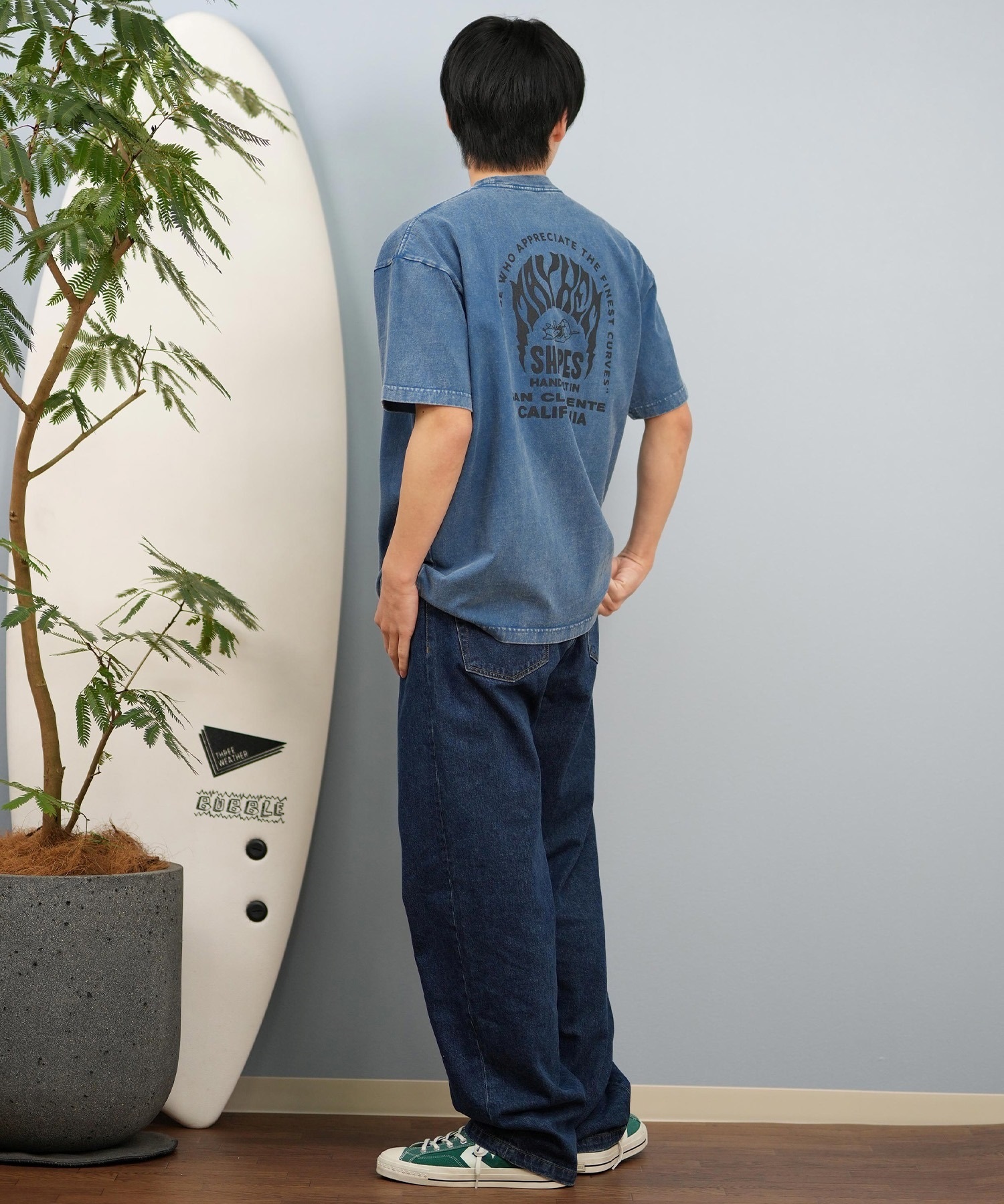 LOST ロスト 半袖 Tシャツ メンズ バックプリント MAYHEMロゴ L25S-2104 ムラサキスポーツ限定(WHT-M)