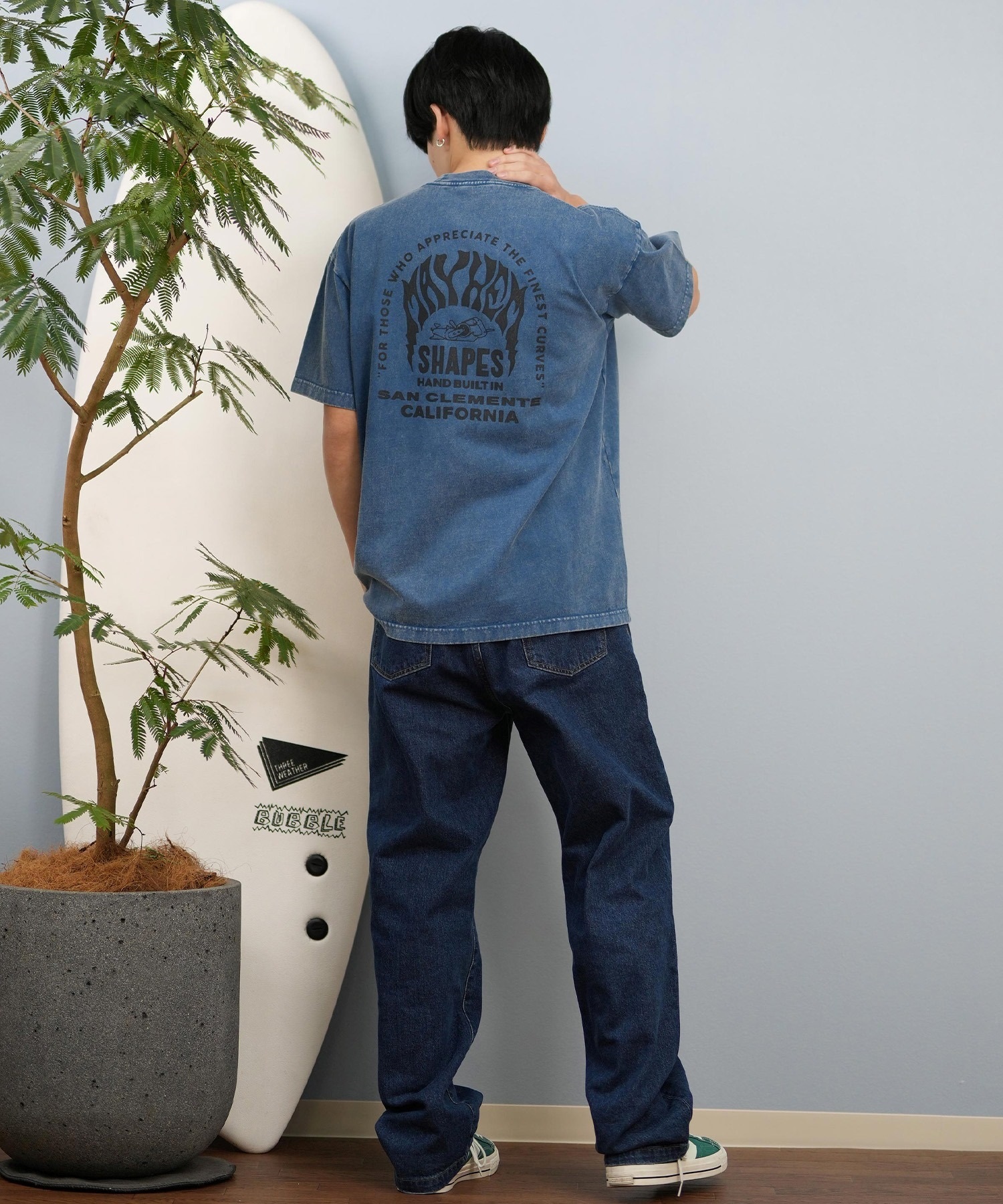 LOST ロスト 半袖 Tシャツ メンズ バックプリント MAYHEMロゴ L25S-2104 ムラサキスポーツ限定(WHT-M)