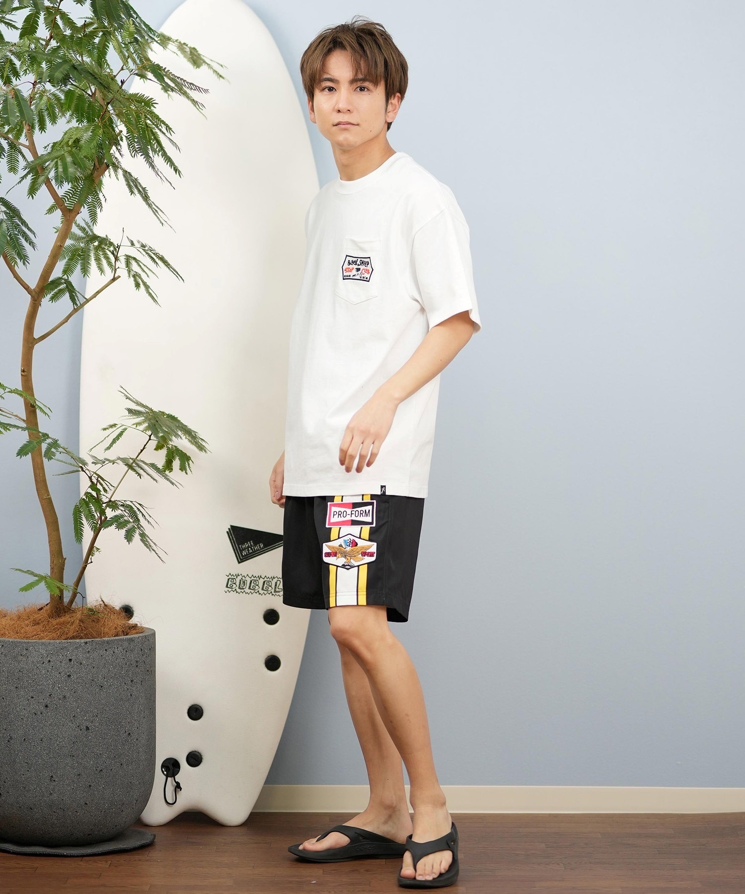 LOST ロスト 半袖 Tシャツ メンズ バックプリント サガラ刺繍 ヘビーウェイト L25S-2106 ムラサキスポーツ限定(WHT-M)