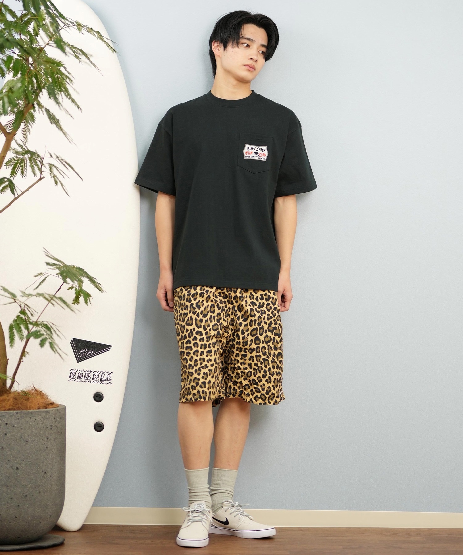 LOST ロスト 半袖 Tシャツ メンズ バックプリント サガラ刺繍 ヘビーウェイト L25S-2106 ムラサキスポーツ限定(WHT-M)