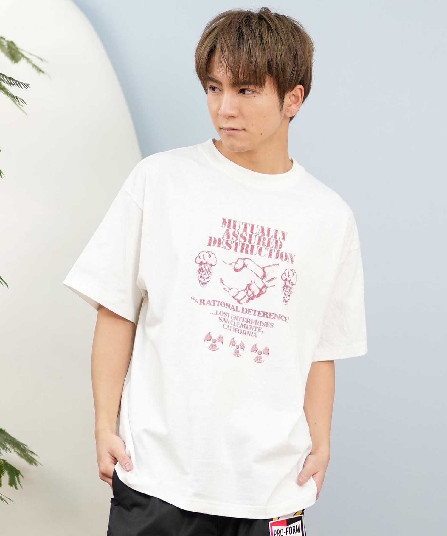 LOST ロスト 半袖 Tシャツ メンズ フロントプリント ヘビーウェイト L25S-2107 ムラサキスポーツ限定(IVO-M)