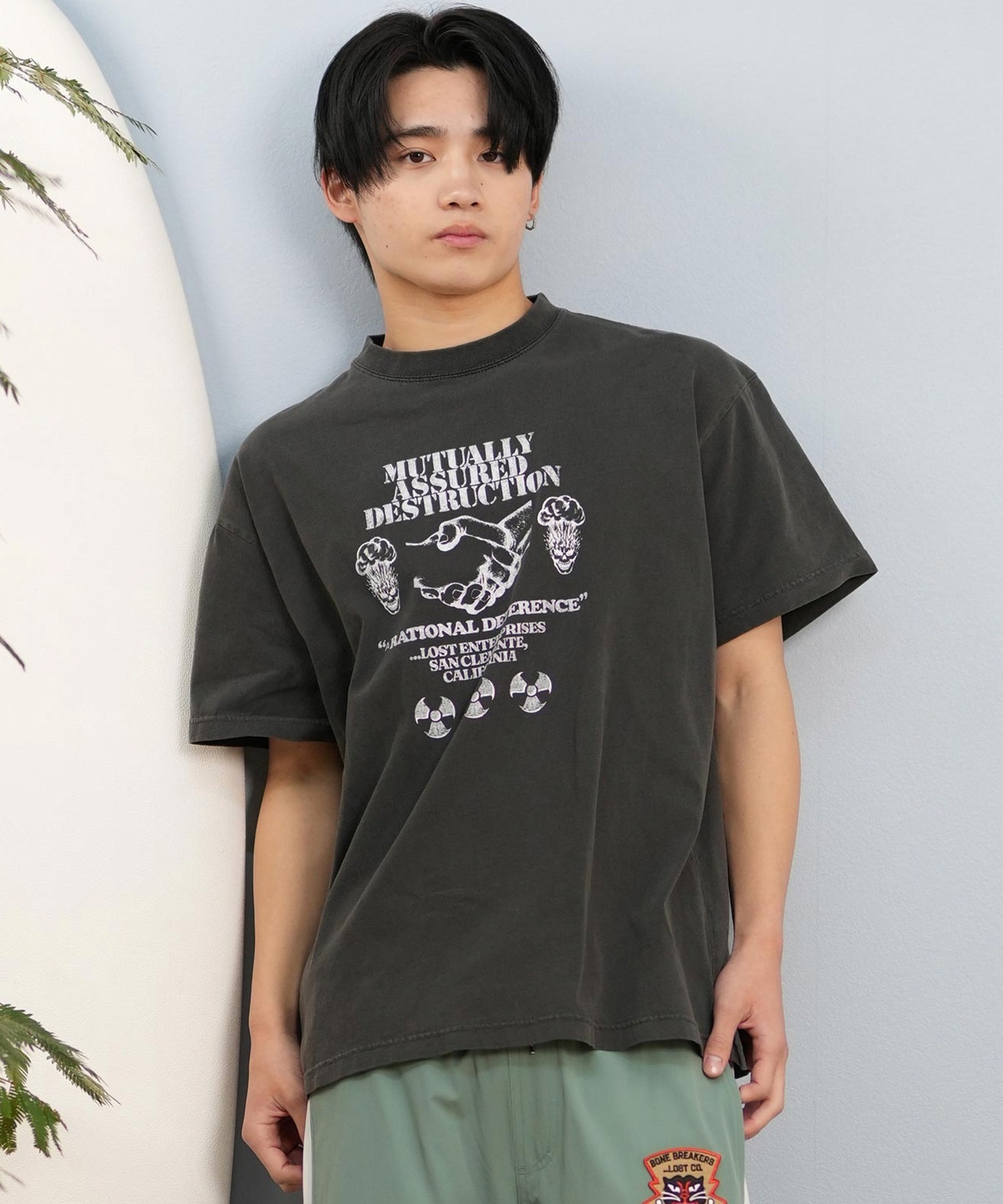 LOST ロスト 半袖 Tシャツ メンズ フロントプリント ヘビーウェイト L25S-2107 ムラサキスポーツ限定(IVO-M)