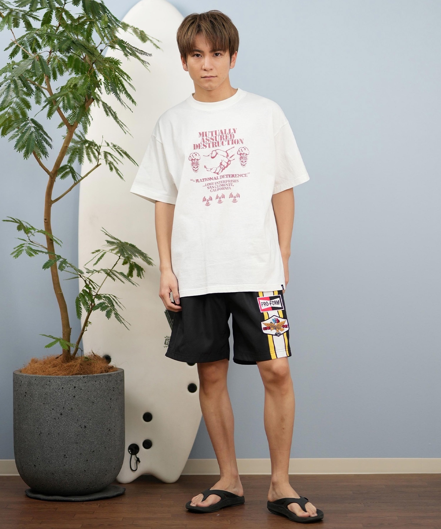 LOST ロスト 半袖 Tシャツ メンズ フロントプリント ヘビーウェイト L25S-2107 ムラサキスポーツ限定(IVO-M)