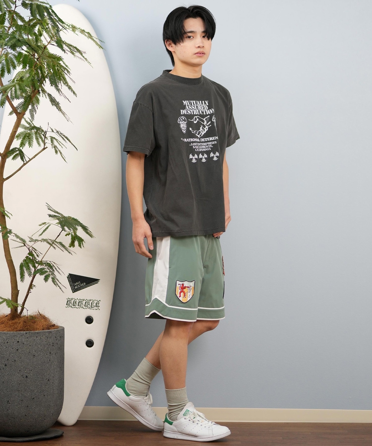 LOST ロスト 半袖 Tシャツ メンズ フロントプリント ヘビーウェイト L25S-2107 ムラサキスポーツ限定(IVO-M)