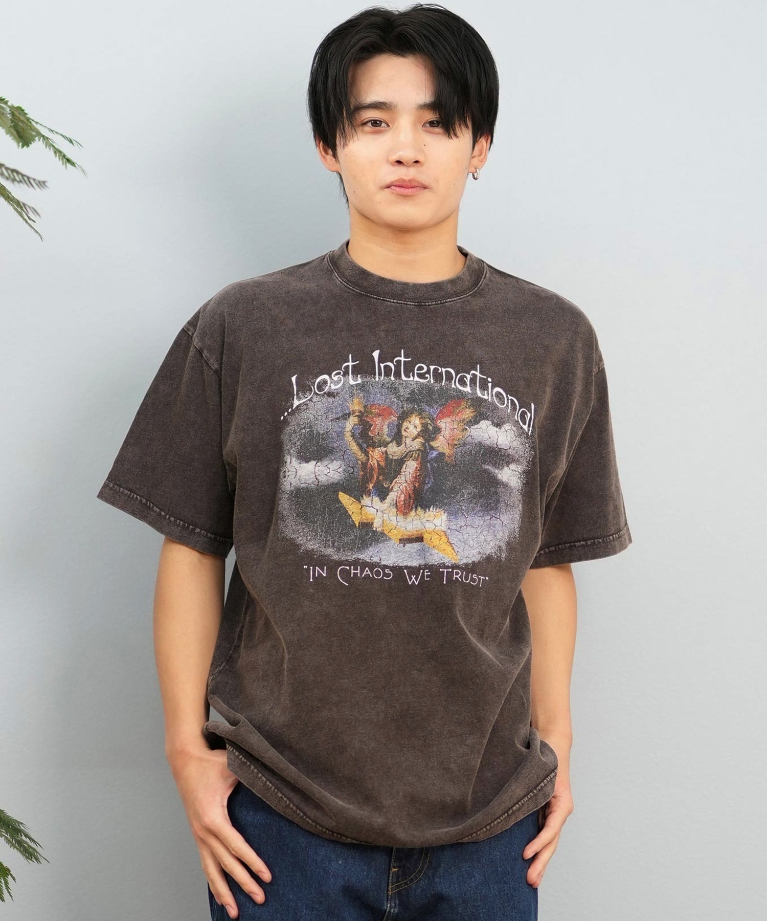 LOST ロスト 半袖 Tシャツ メンズ フロントプリント バンドT