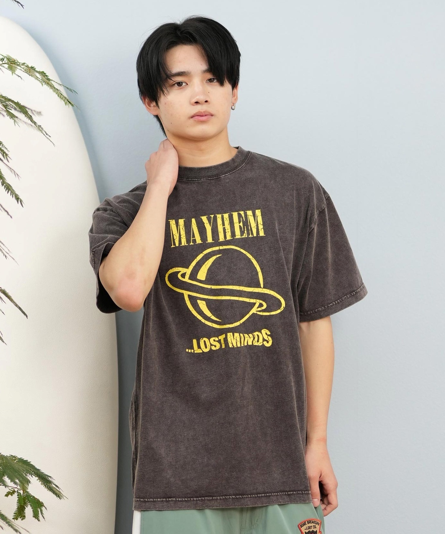 LOST ロスト 半袖 Tシャツ メンズ フロントプリント バンドT L25S-2108 ムラサキスポーツ限定(BLK1-M)